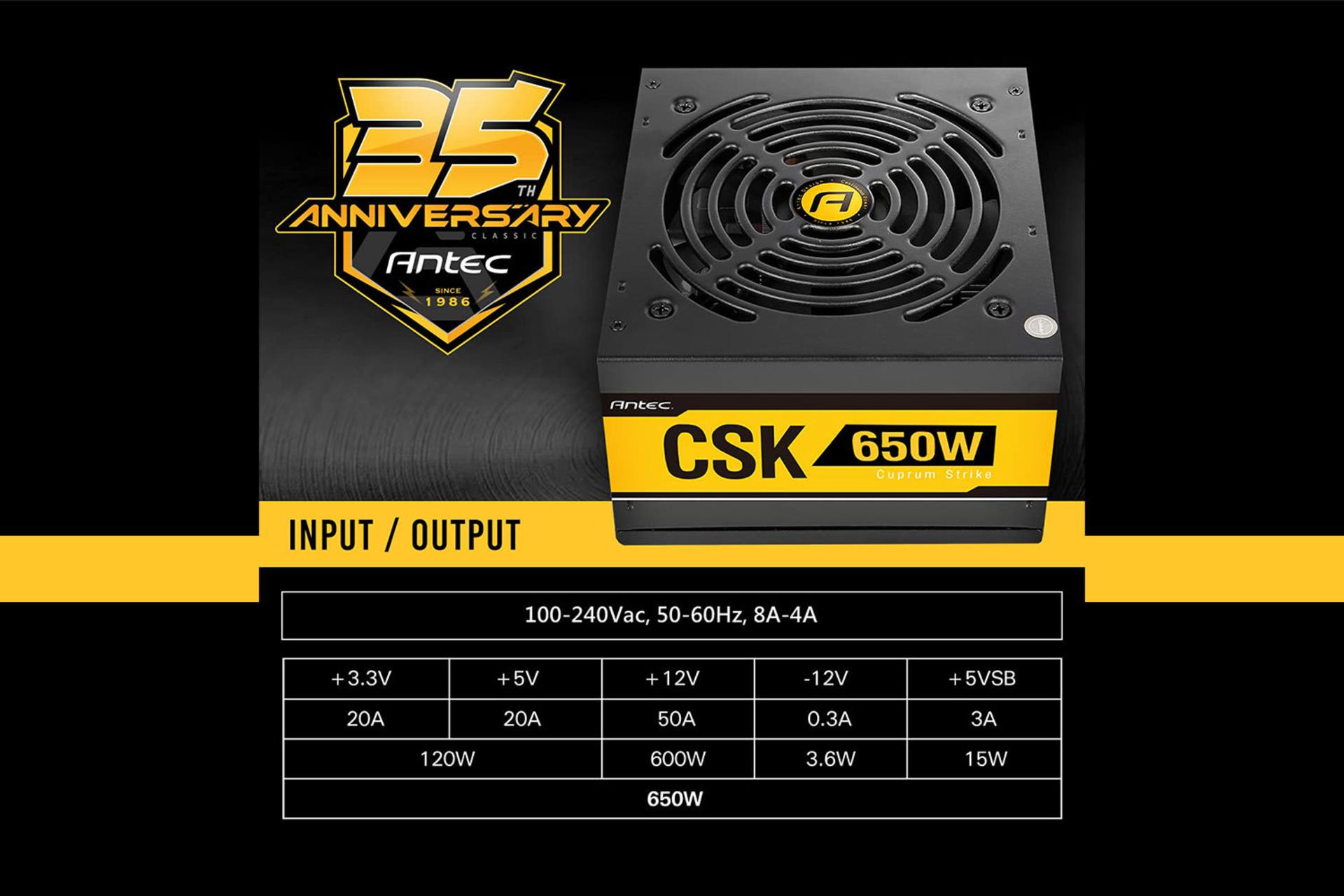 پاور کامپیوتر انتک Cuprum Strike Series CSK با توان 650 وات مشخصات