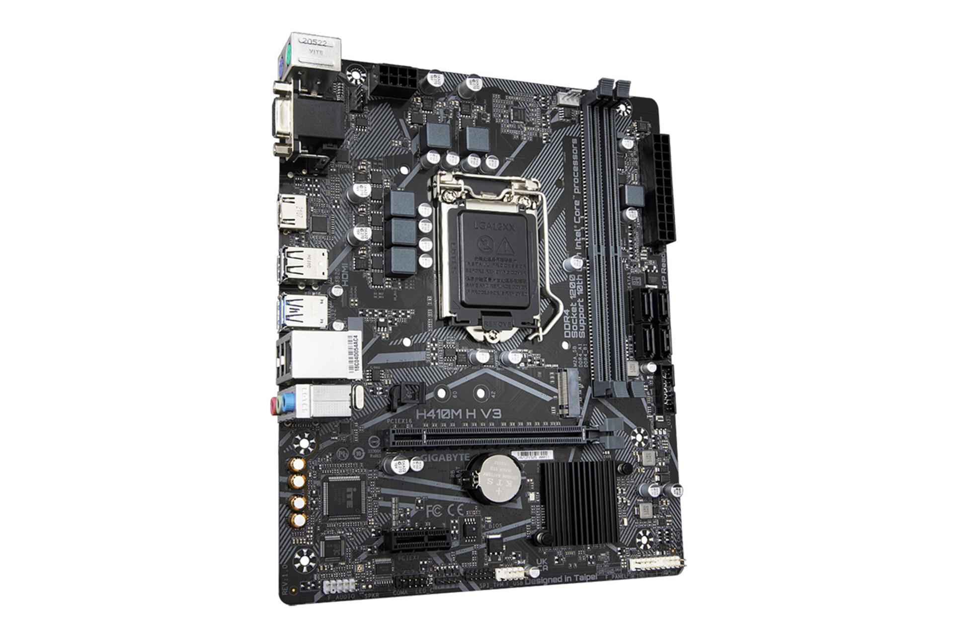 نمای کناری مادربرد گیگابایت GIGABYTE H410M H V3 (rev. 1.0/1.2)