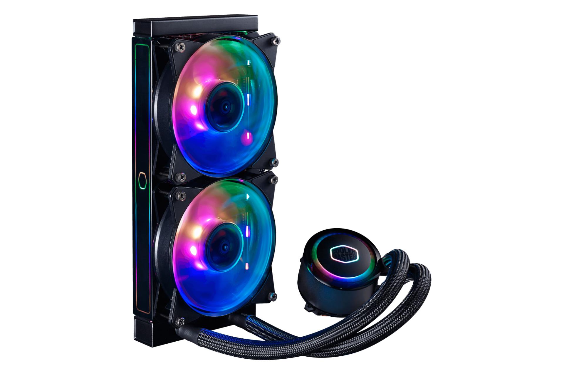 نمای جانبی در حالت عمودی خنک کننده مایع کولر مستر MASTERLIQUID ML240RS RGB