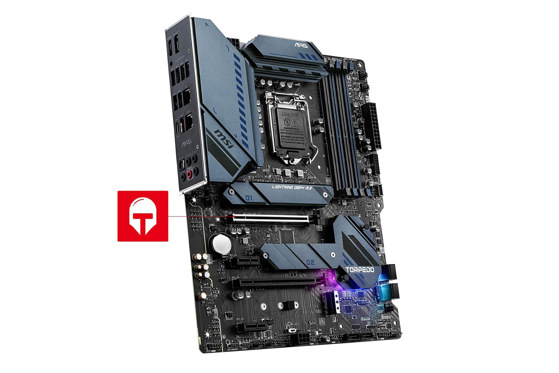 نمای کناری مادربرد ام اس آی MSI MAG Z590 TORPEDO