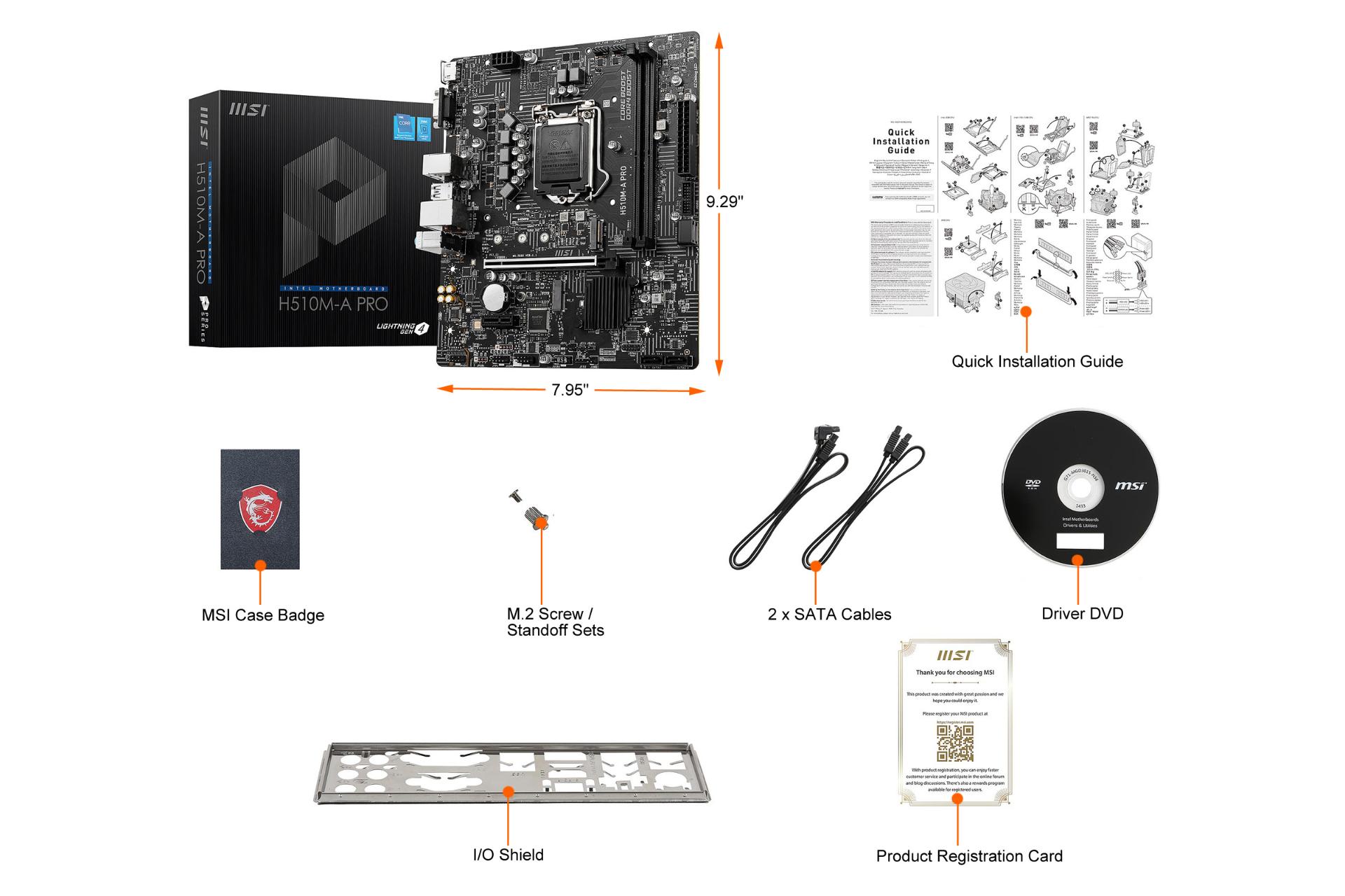 اقلام همراه مادربرد ام اس آی MSI H510M-A PRO