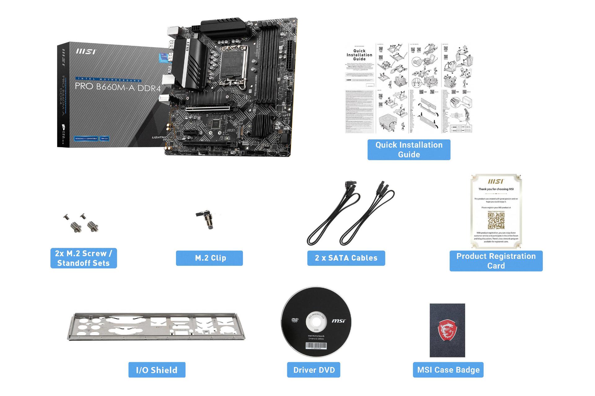 اقلام همراه مادربرد ام اس آی MSI PRO B660M-A DDR4