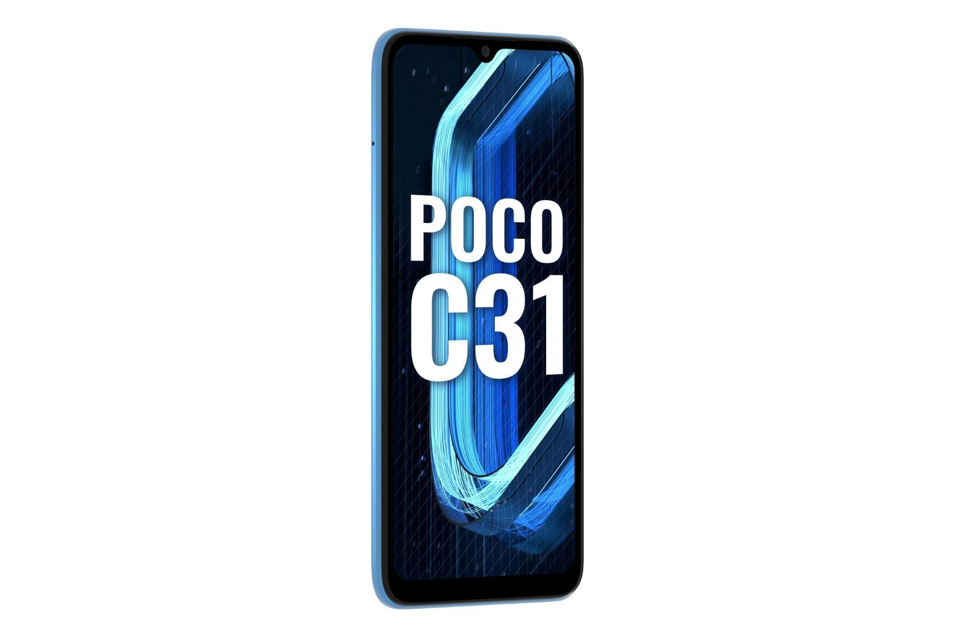 نمای چپ پنل جلو گوشی موبایل پوکو سی 31 شیائومی / Xiaomi Poco C31 آبی