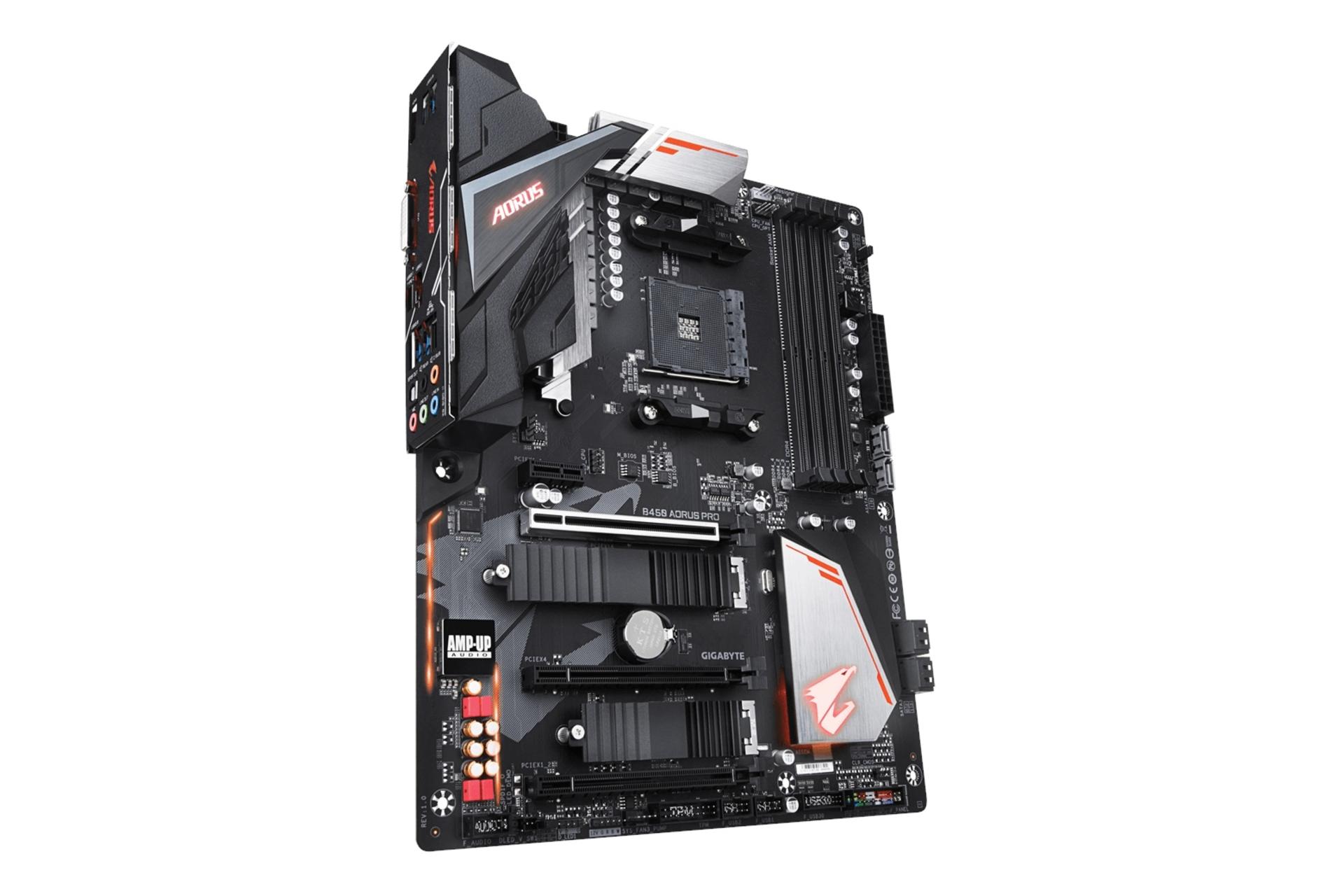 نمای چپ مادربرد گیگابایت GIGABYTE B450 AORUS PRO (rev. 1.0)