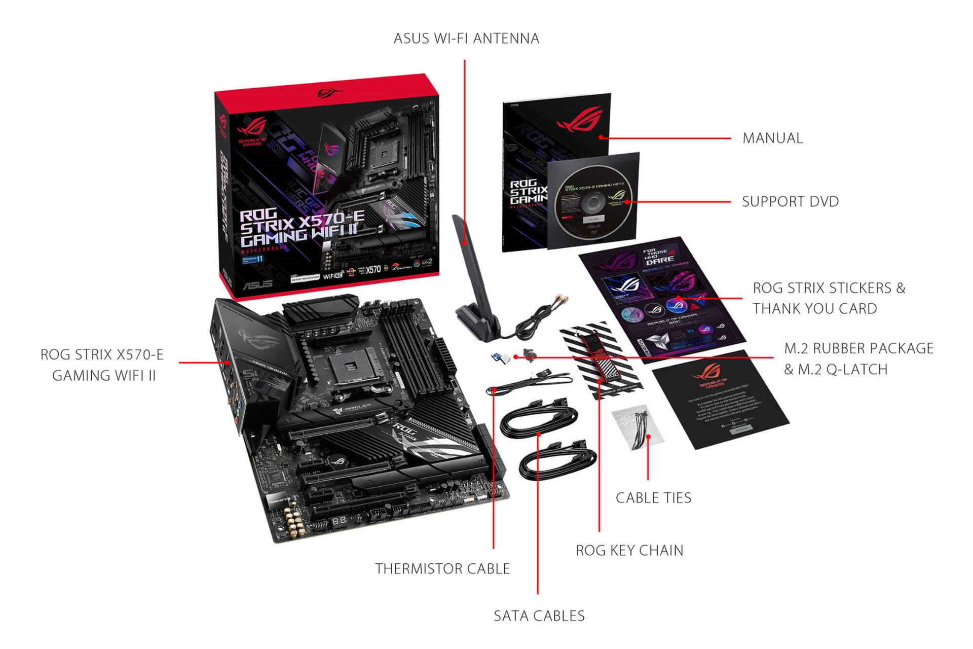 اقلام همراه مادربرد ایسوس ASUS ROG STRIX X570-E GAMING WIFI II