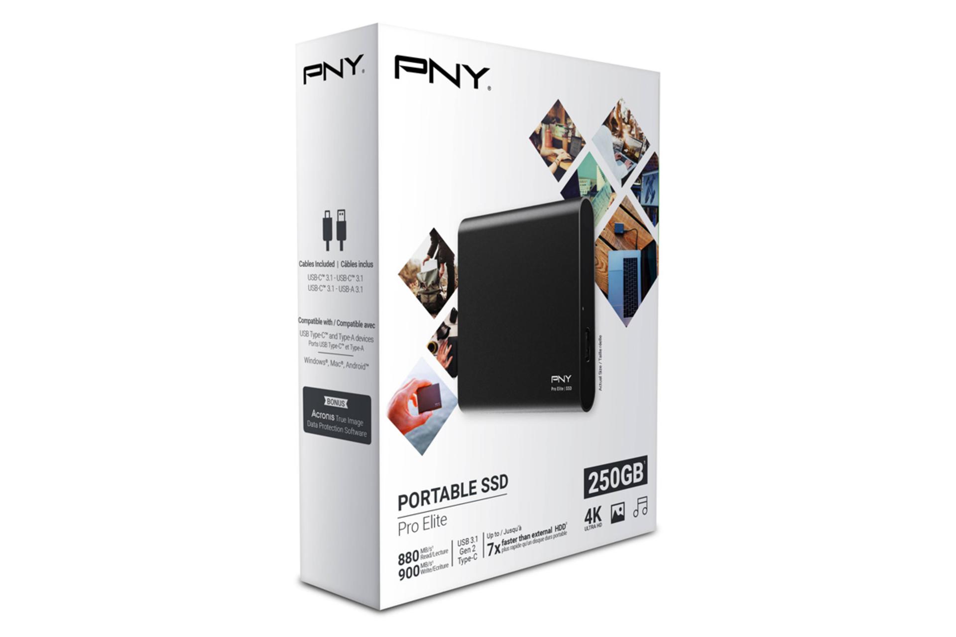 جعبه SSD پی ان وای Pro Elite USB 3.1 Gen 2 ظرفیت 250 گیگابایت