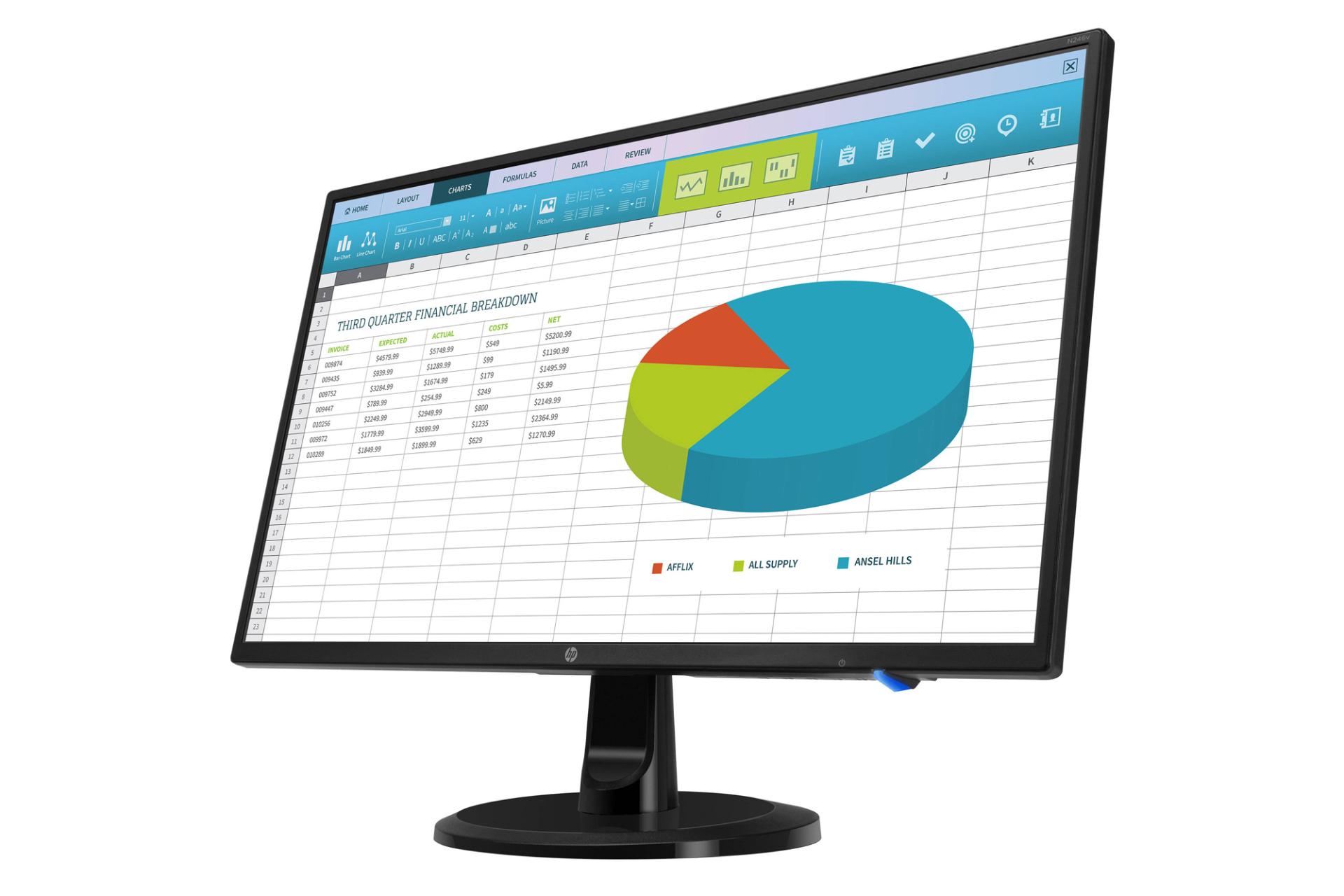 ابعاد مانیتور اچ پی 23.8 اینچ مدل HP N246v