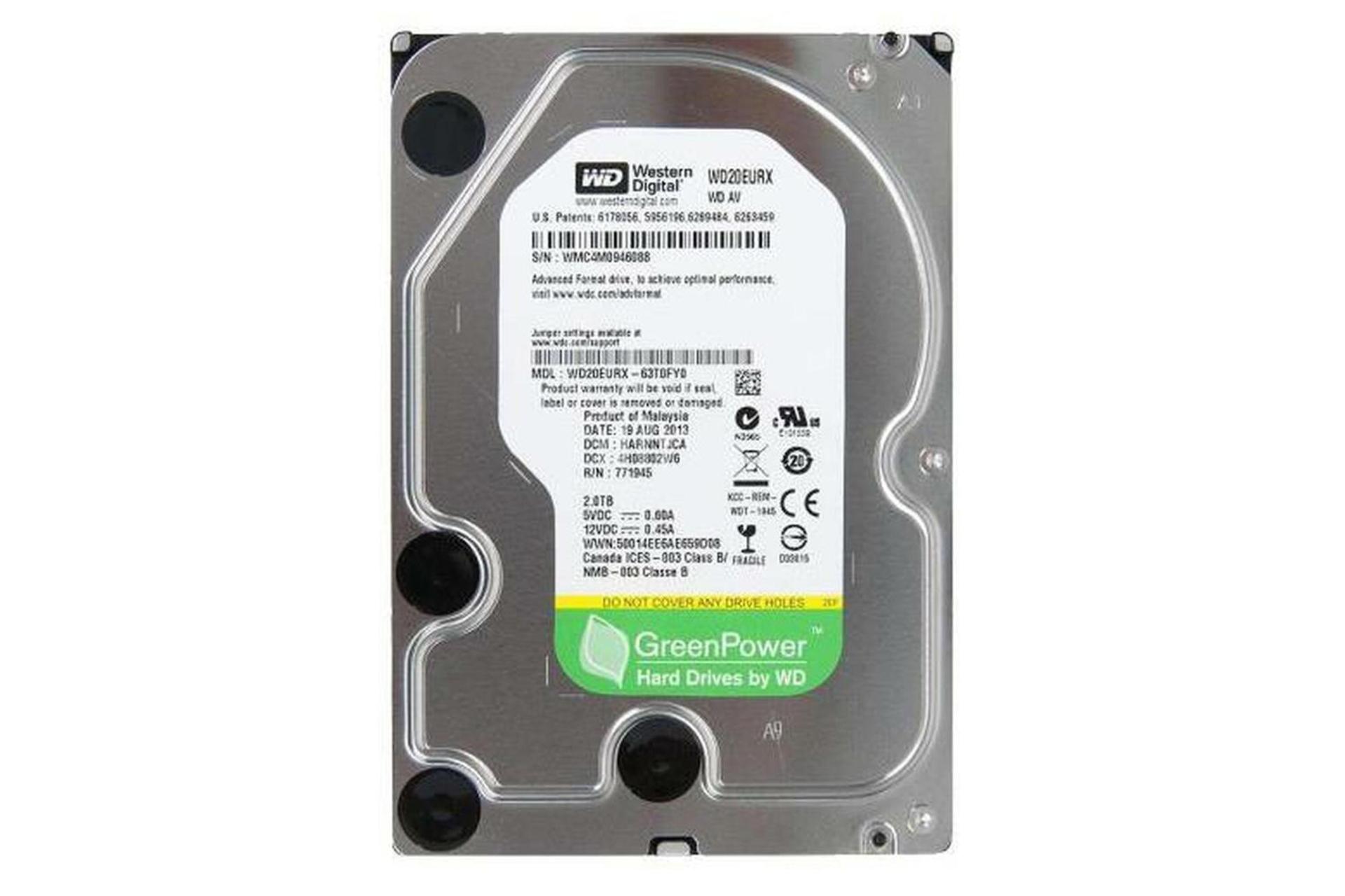 هارد دیسک وسترن دیجیتال AV-GP WD20EURX ظرفیت 2 ترابایت