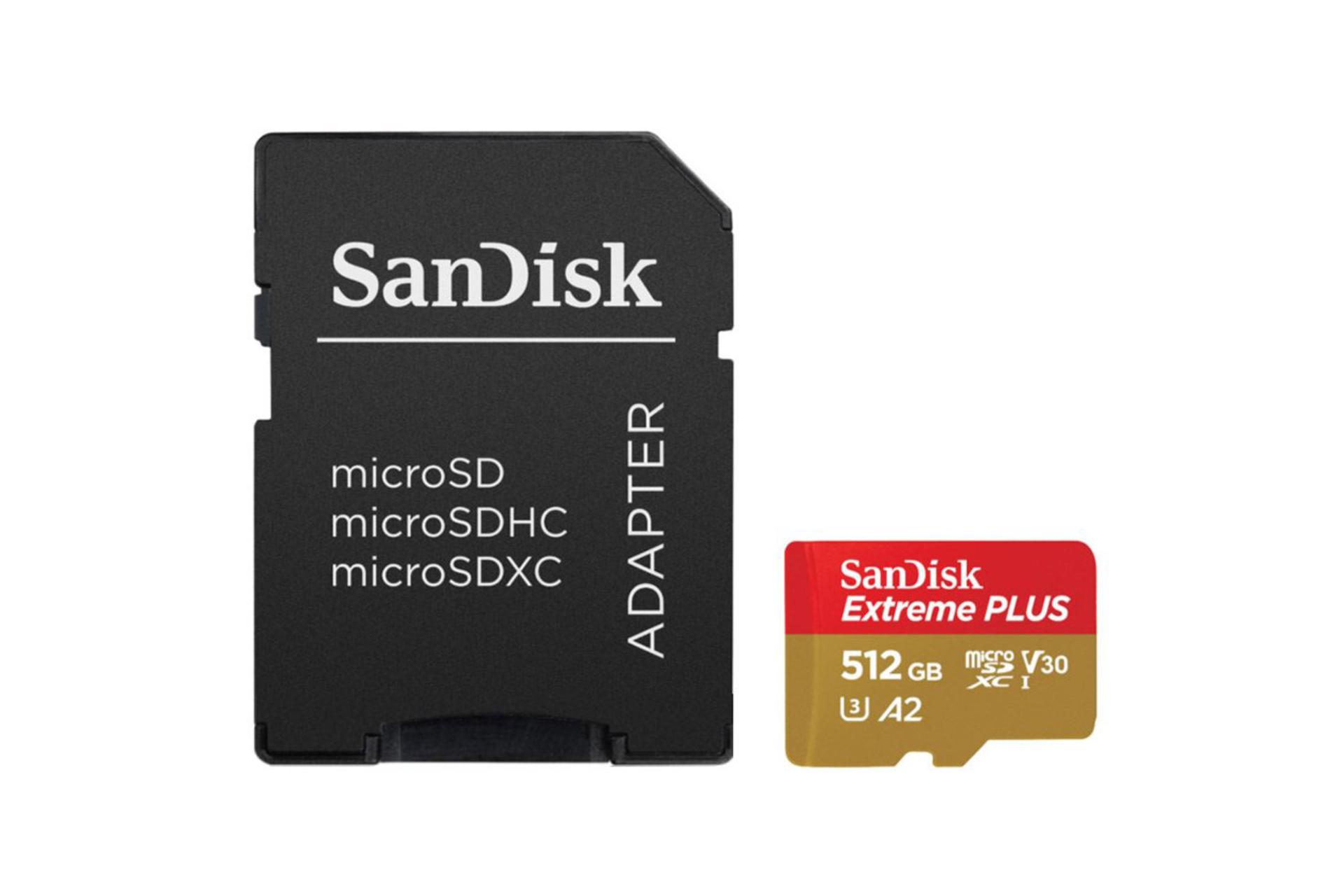کارت حافظه سن دیسک microSDXC با ظرفیت 256 گیگابایت مدل Extreme V30 A2 کلاس 10 همراه آداپتور