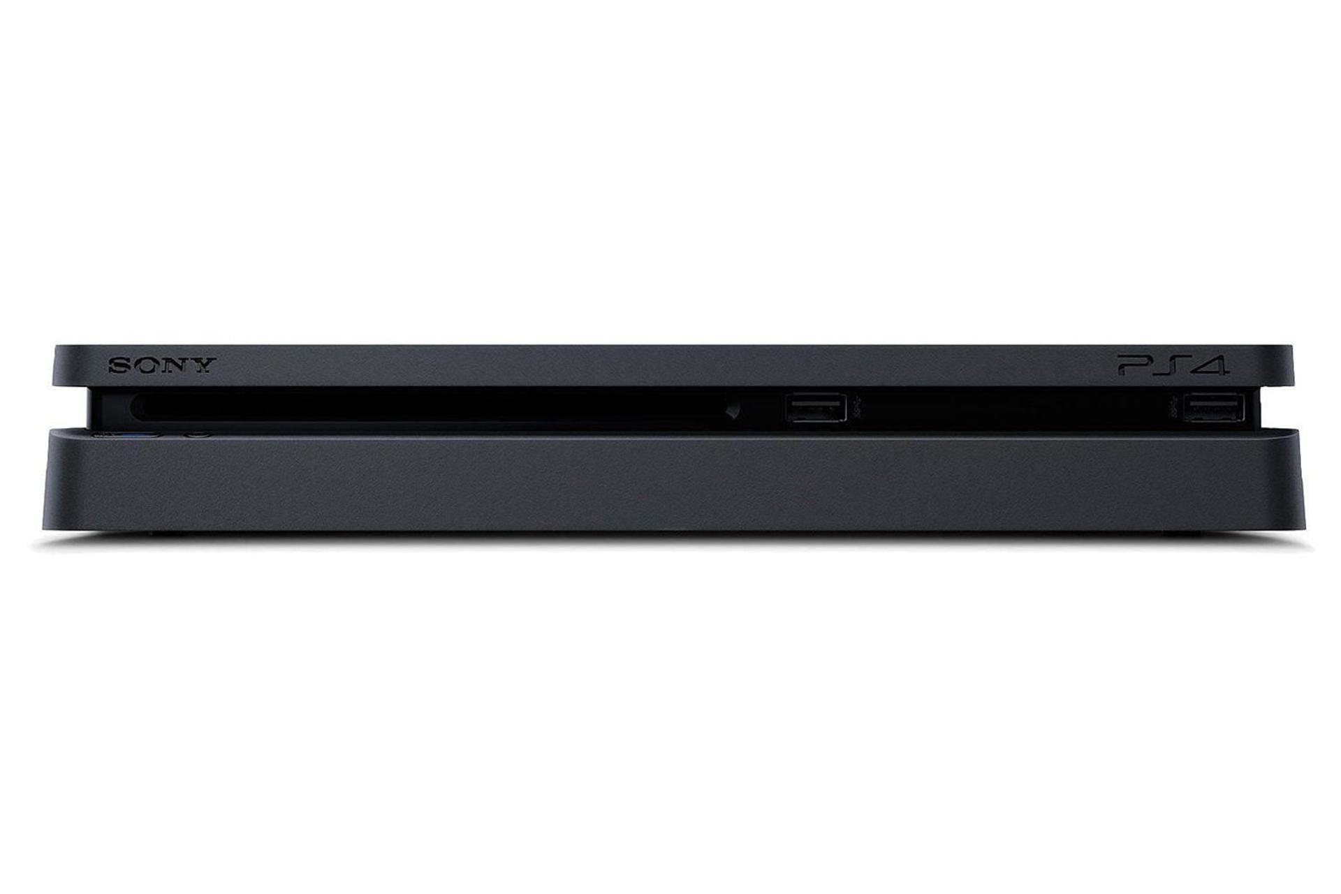 نمای جلو  و پورت USB پلی استیشن 4 اسلیم سونی رنک مشکی / Sony Playstation 4 Slim