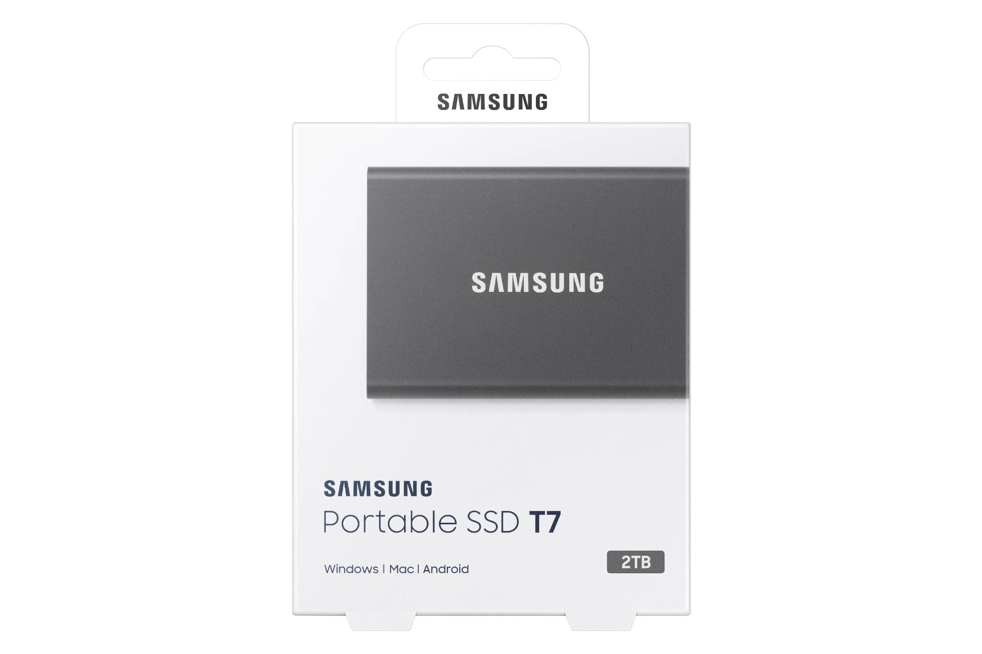 جعبه SSD سامسونگ Samsung T7 USB 3.2 Gen 2 2TB ظرفیت 2 ترابایت خاکستری تیره