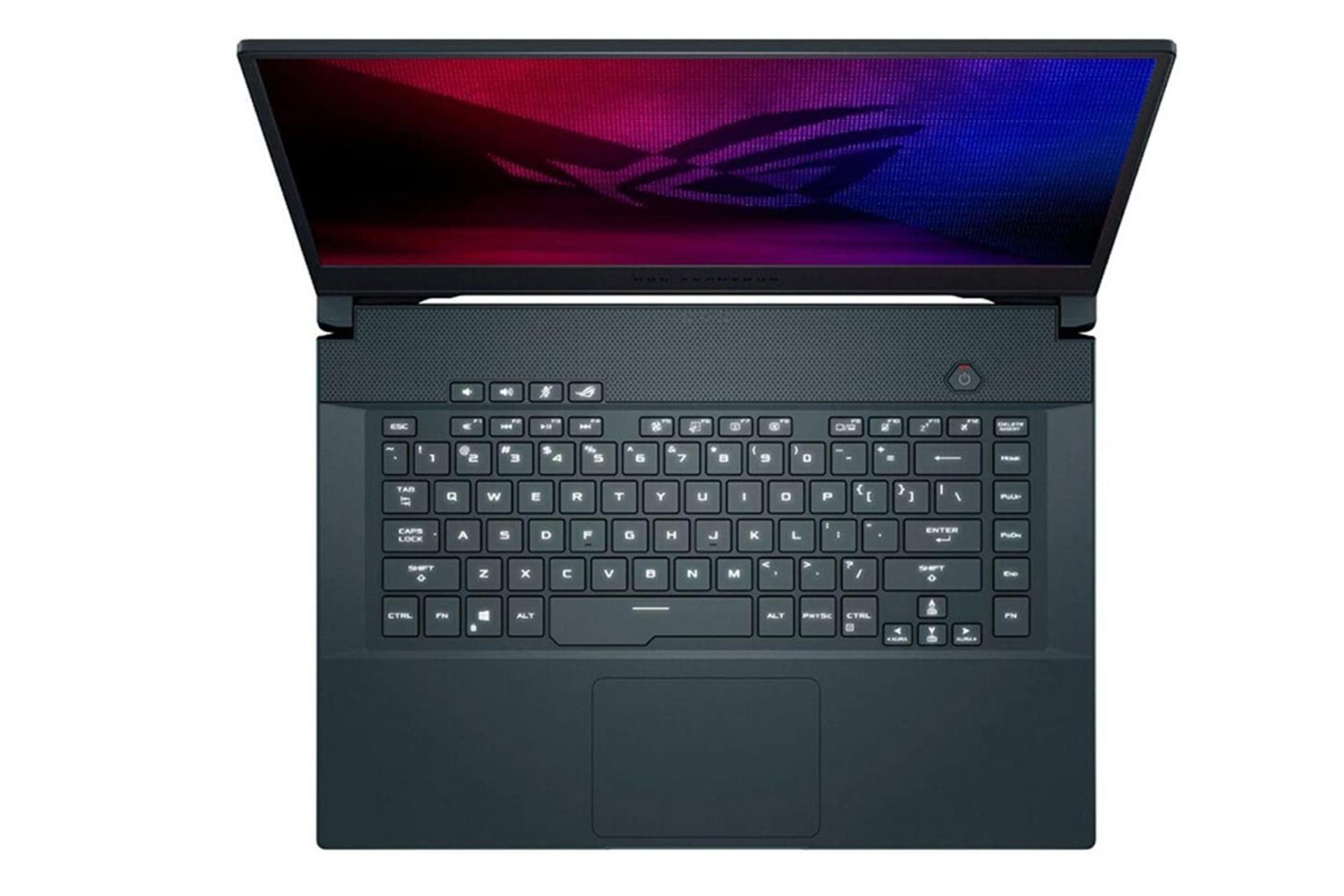 نمای بالا لپ تاپ ایسوس ROG زفیروس ام 15 از نمای بالا
