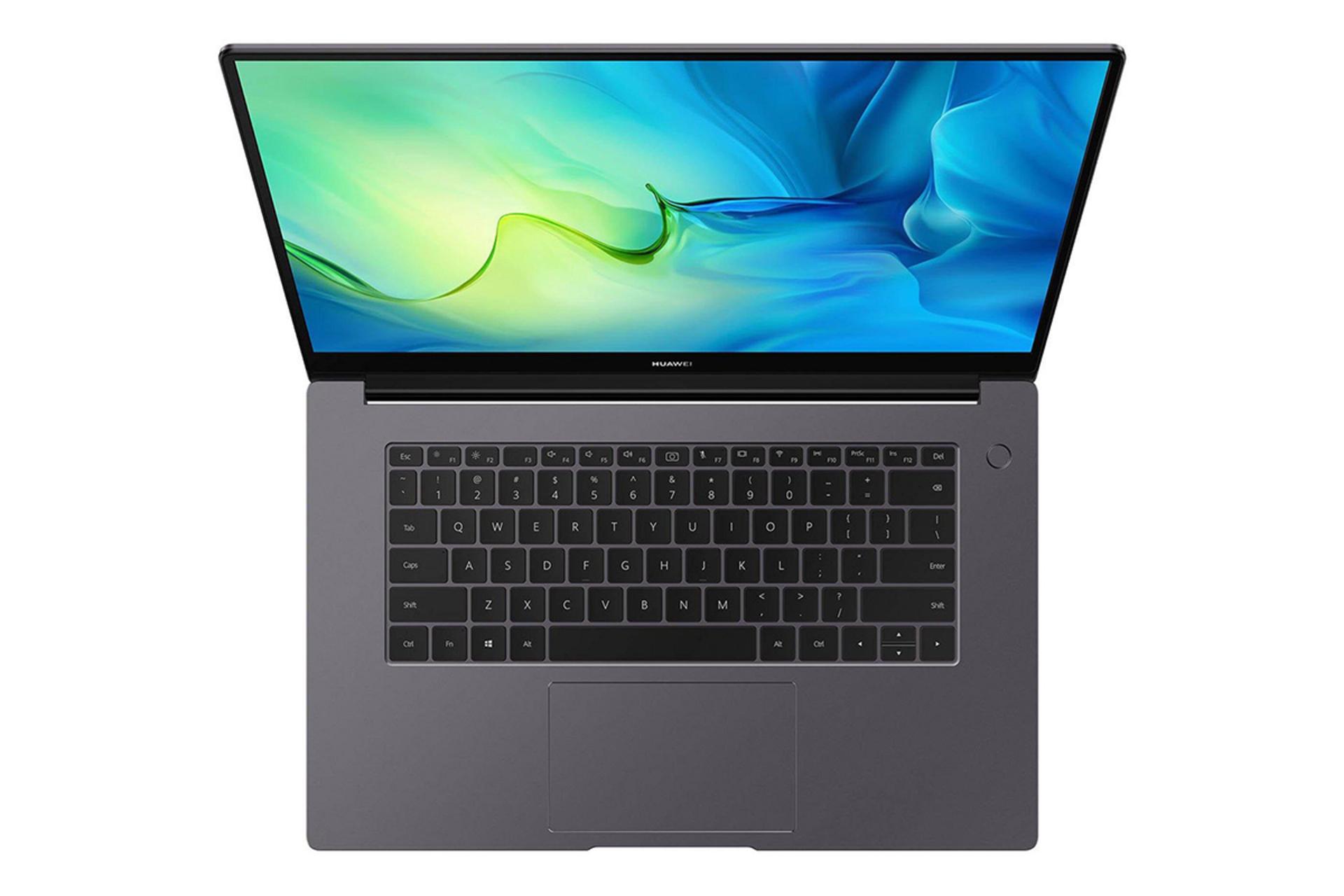 لپ تاپ هواوی میت بوک D15 نسخه 2021 از نمای بالا رنگ خاکستری