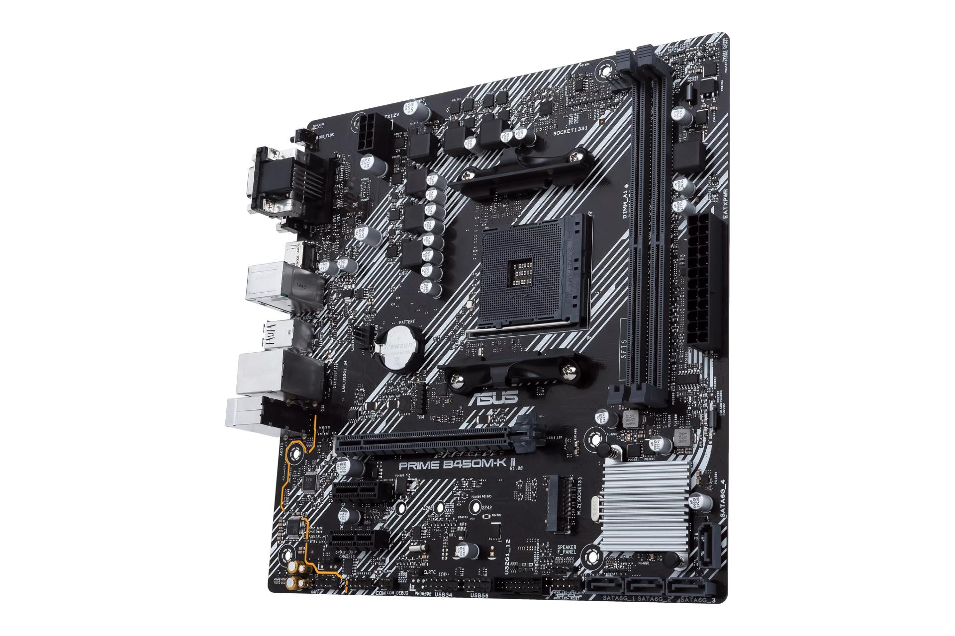 نمای کناری مادربرد ایسوس ASUS PRIME B450M-K II