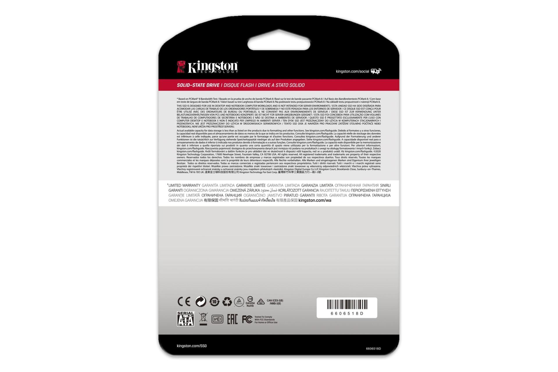 پشت جعبه SSD کینگستون Kingston A400 SATA 2.5 Inch