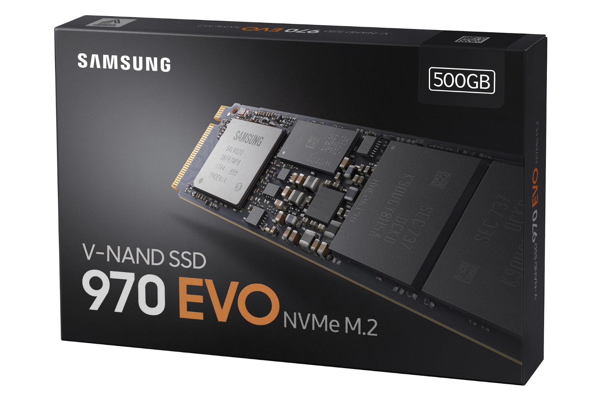 جعبه SSD سامسونگ Samsung 970 EVO NVMe M.2 500GB ظرفیت 500 گیگابایت