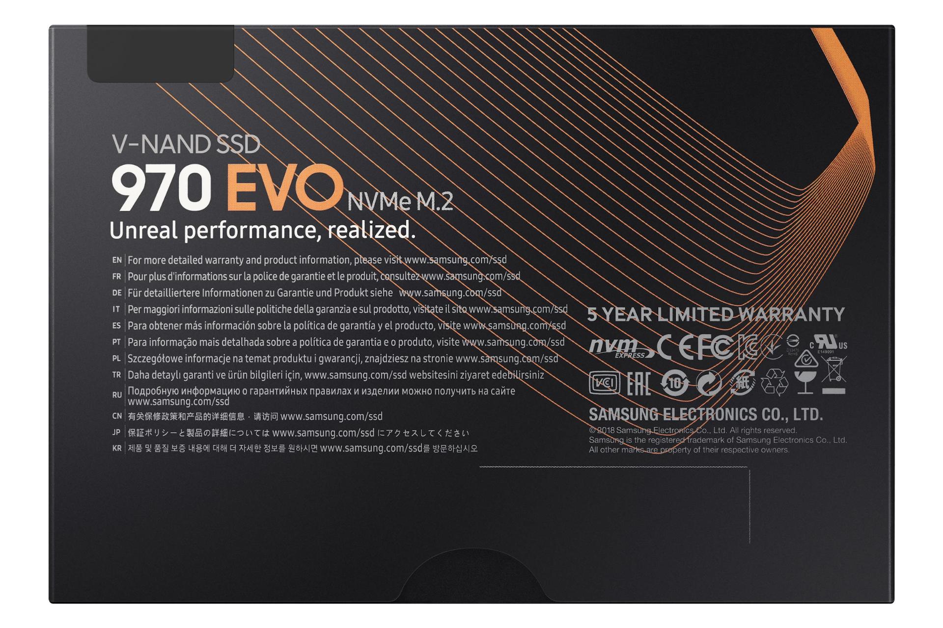 پشت جعبه SSD سامسونگ Samsung 970 EVO NVMe M.2 500GB
