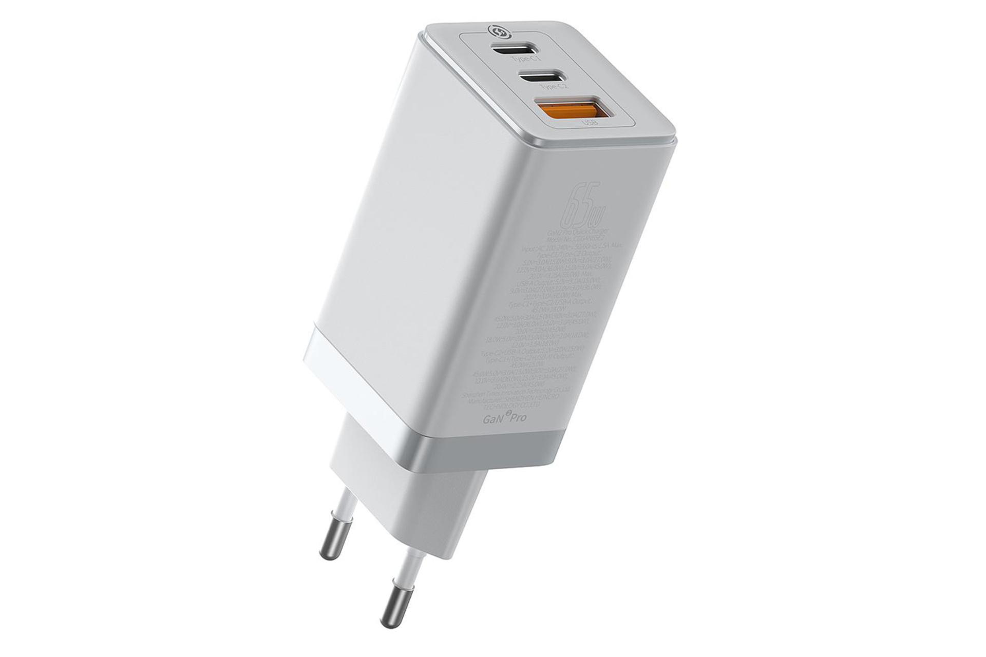 دوشاخه اروپایی شارژر باسئوس GaN3 Pro 65W
