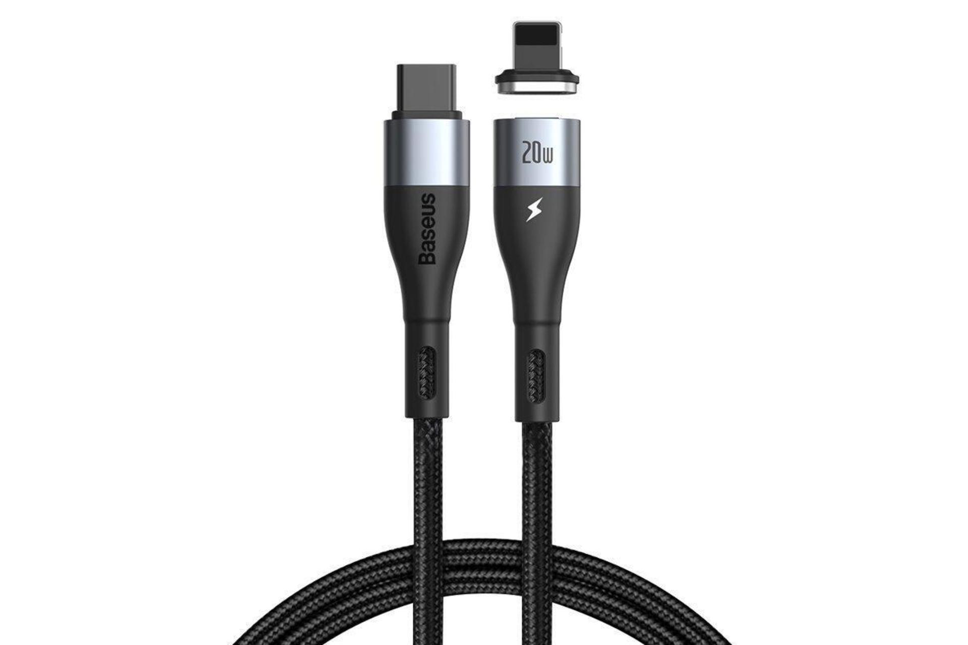 مرجع متخصصين ايران طراحي كابل شارژ USB باسئوس Type-C به Lightning مدل Zinc Magnetic با طول 1 متر