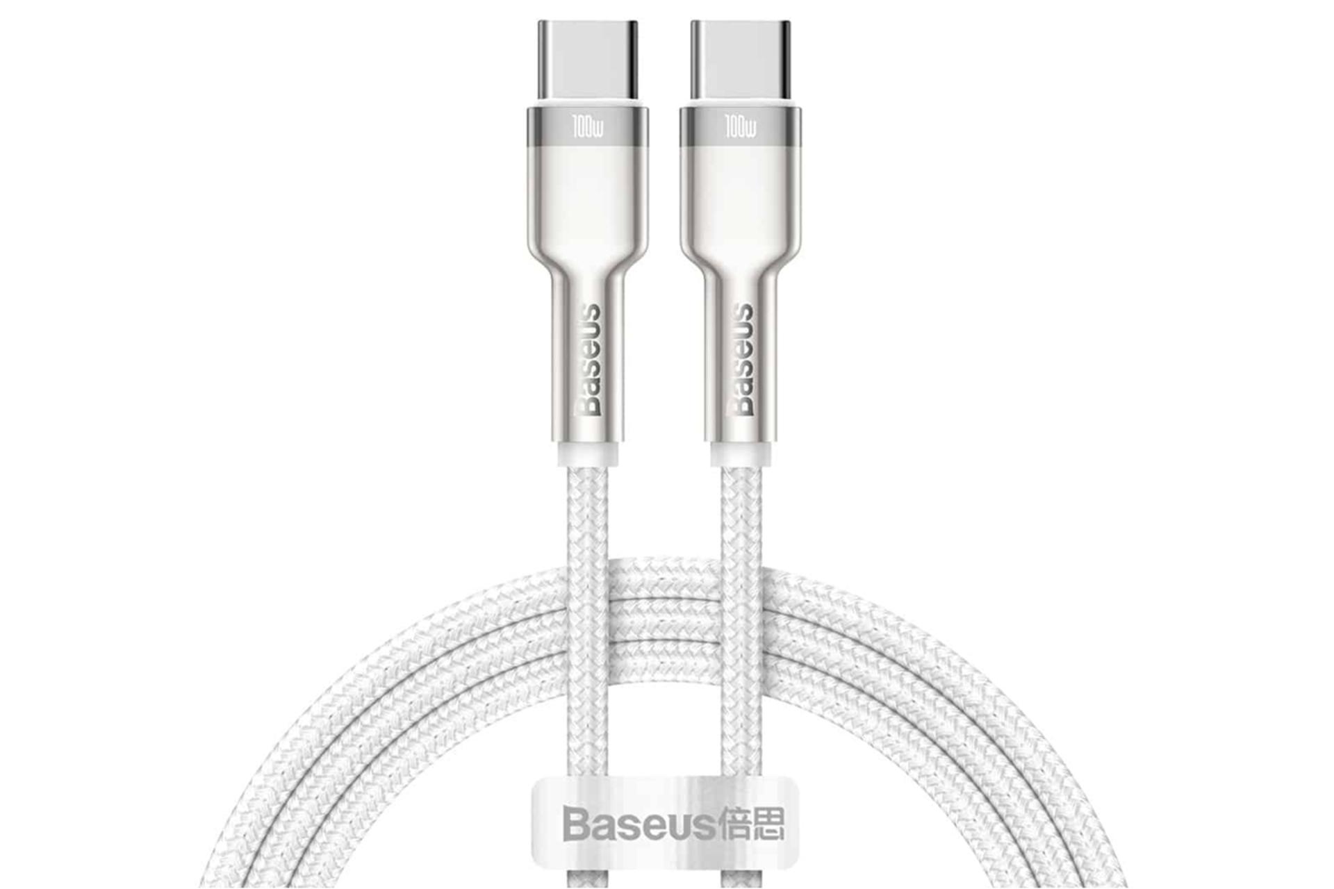 کابل شارژ USB باسئوس Type-C به Type-C مدل Cafule Metal با طول 2 متر سفید