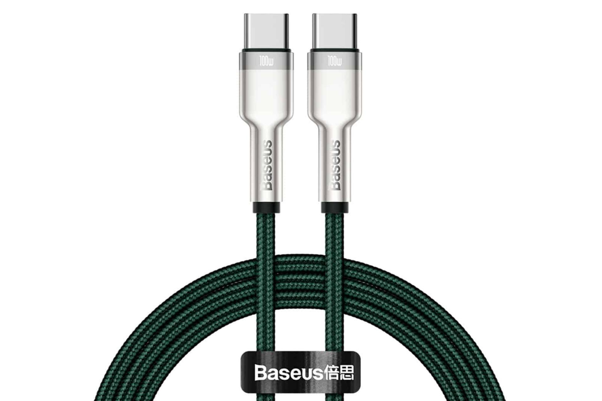 کابل شارژ USB باسئوس Type-C به Type-C مدل Cafule Metal با طول 2 متر سبز