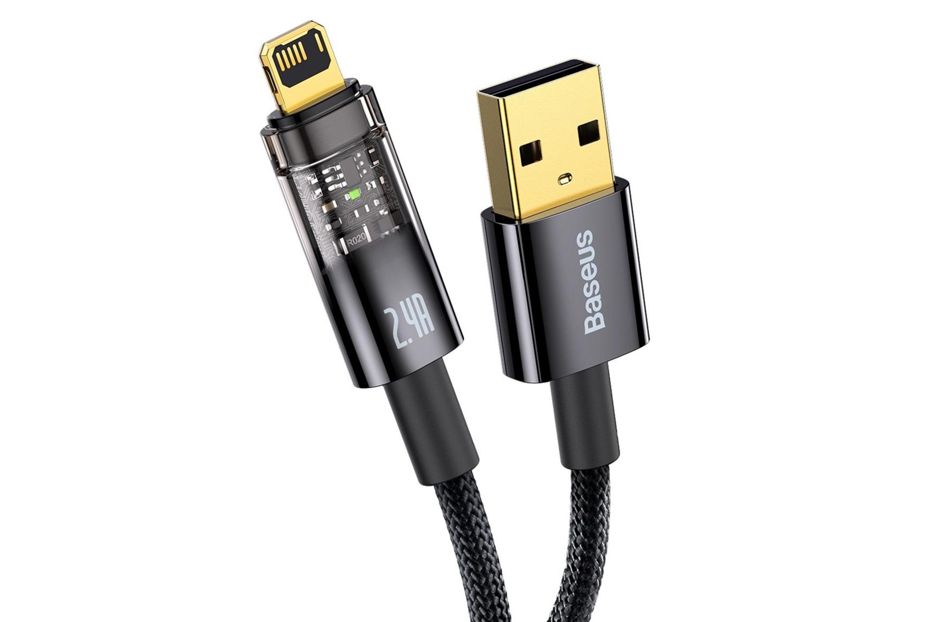 کانکتور کابل شارژ USB باسئوس USB به Lightning مدل Explorer با طول 2 متر