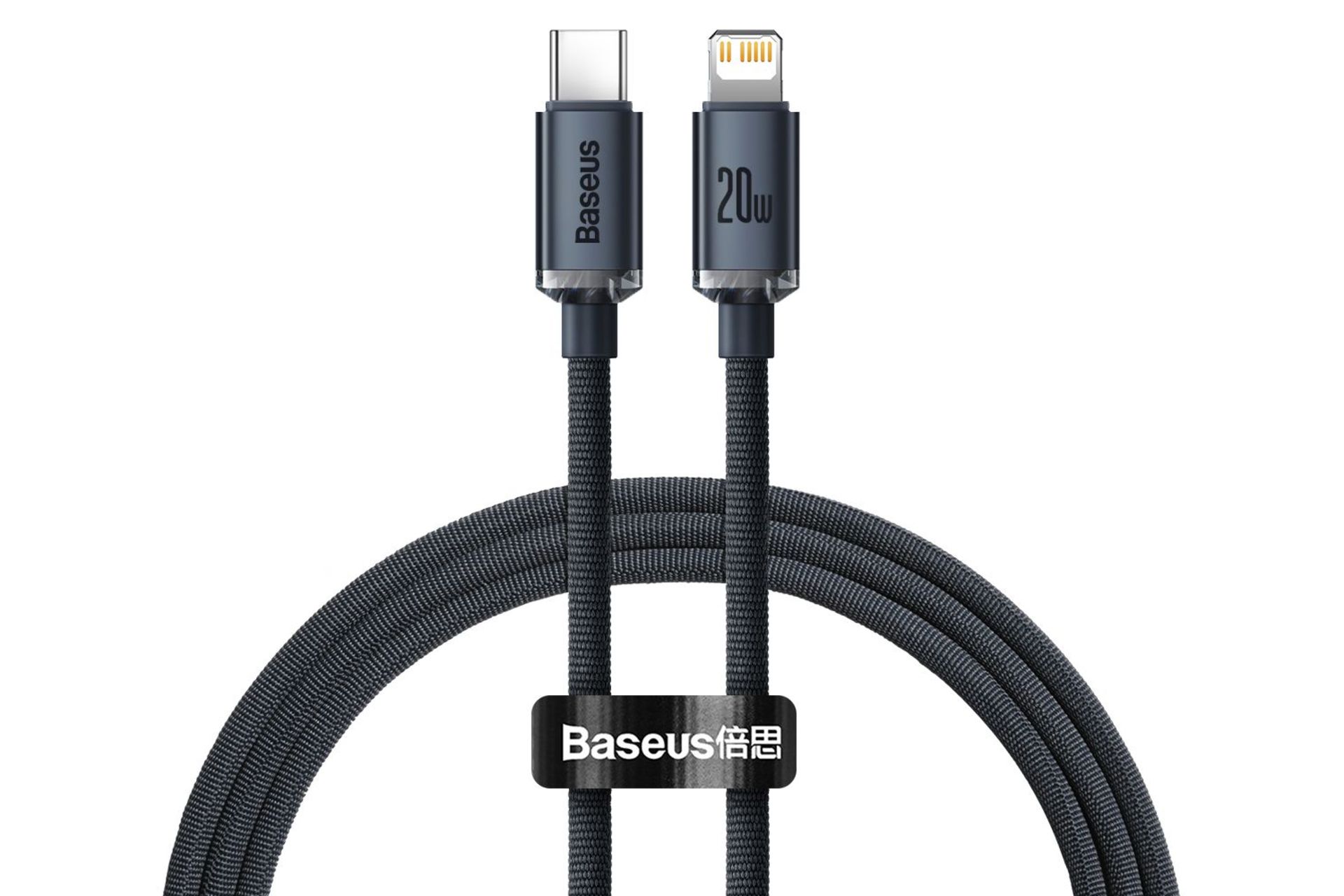 طول کابل شارژ USB باسئوس Type-C به Lightning مدل Crystal Shine با طول 2 متر