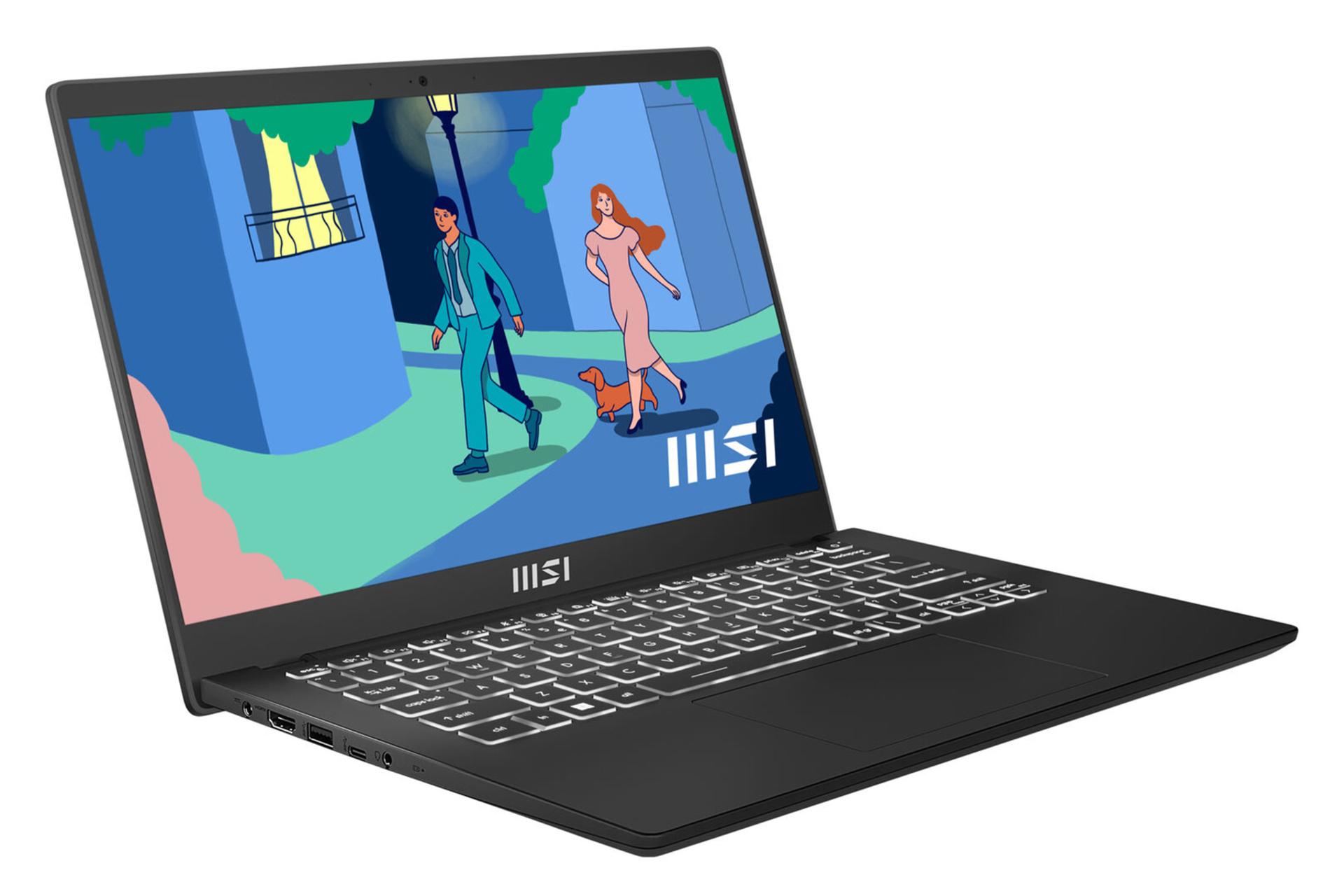 نمای نیمرخ چپ لپ تاپ ام اس آی Modern 14 C12M