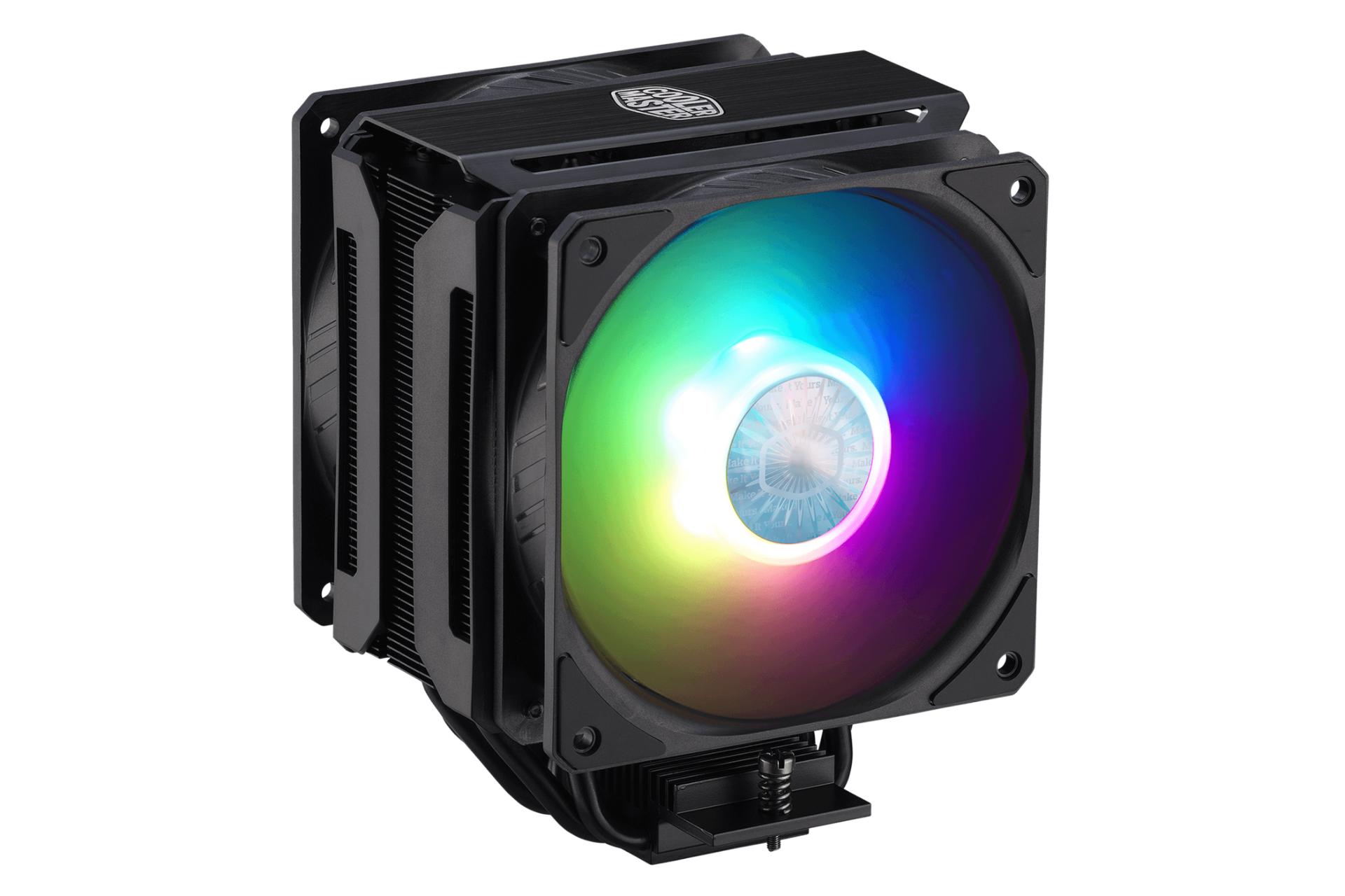 نیمرخ بالا و چپ خنک کننده پردازنده کولر مستر MASTERAIR MA612 STEALTH ARGB