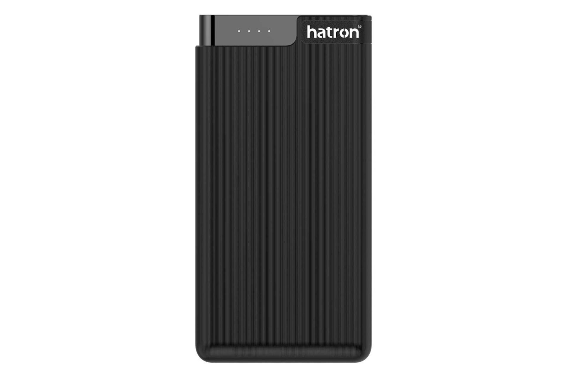 نمای روبرو پاور بانک هترون HPB1090PD با ظرفیت 10000 میلی‌آمپر ساعت Hatron HPB1090PD 10000mAh مشکی