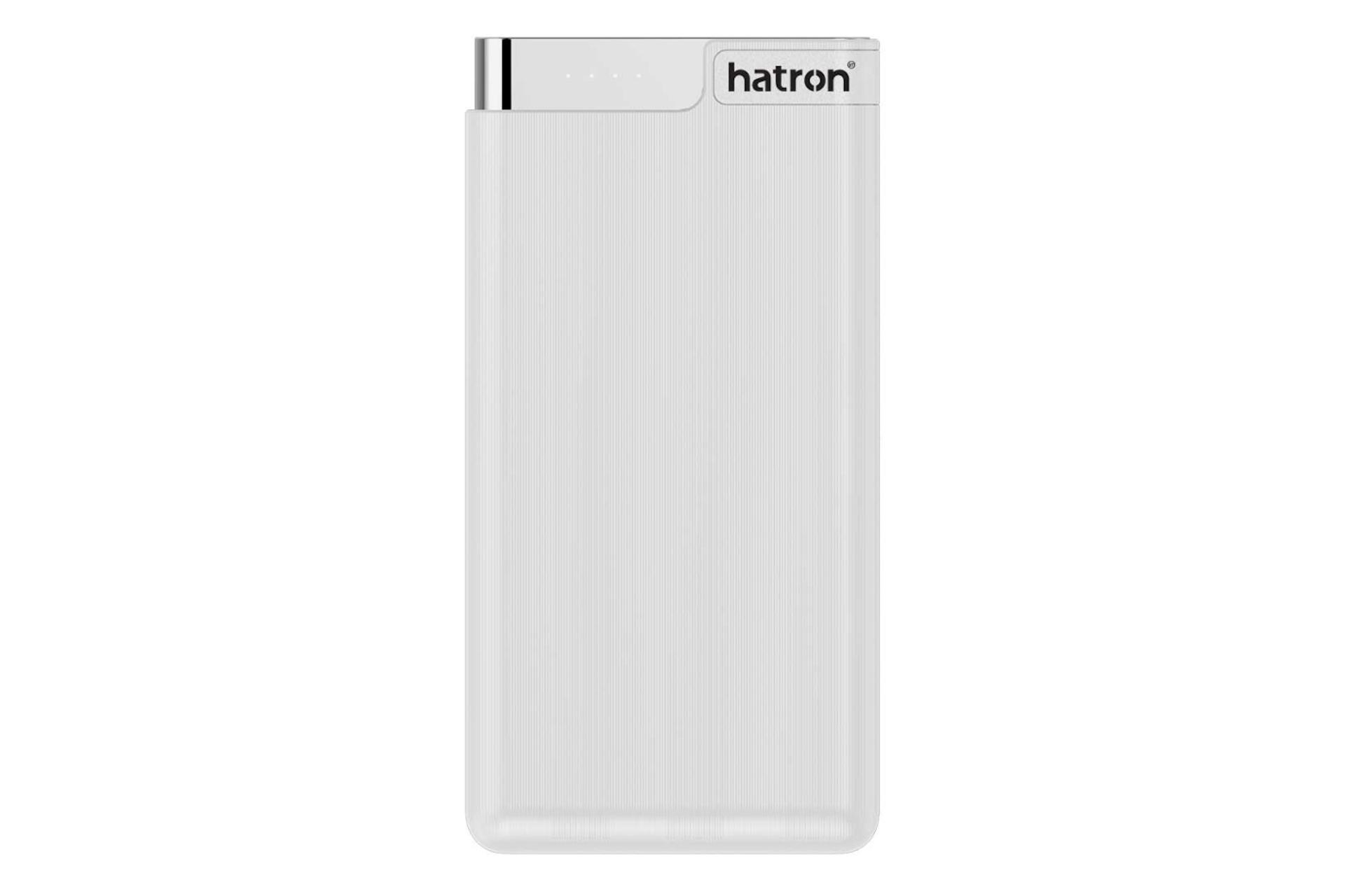 نمای روبرو پاور بانک هترون HPB1090PD با ظرفیت 10000 میلی‌آمپر ساعت Hatron HPB1090PD 10000mAh سفید