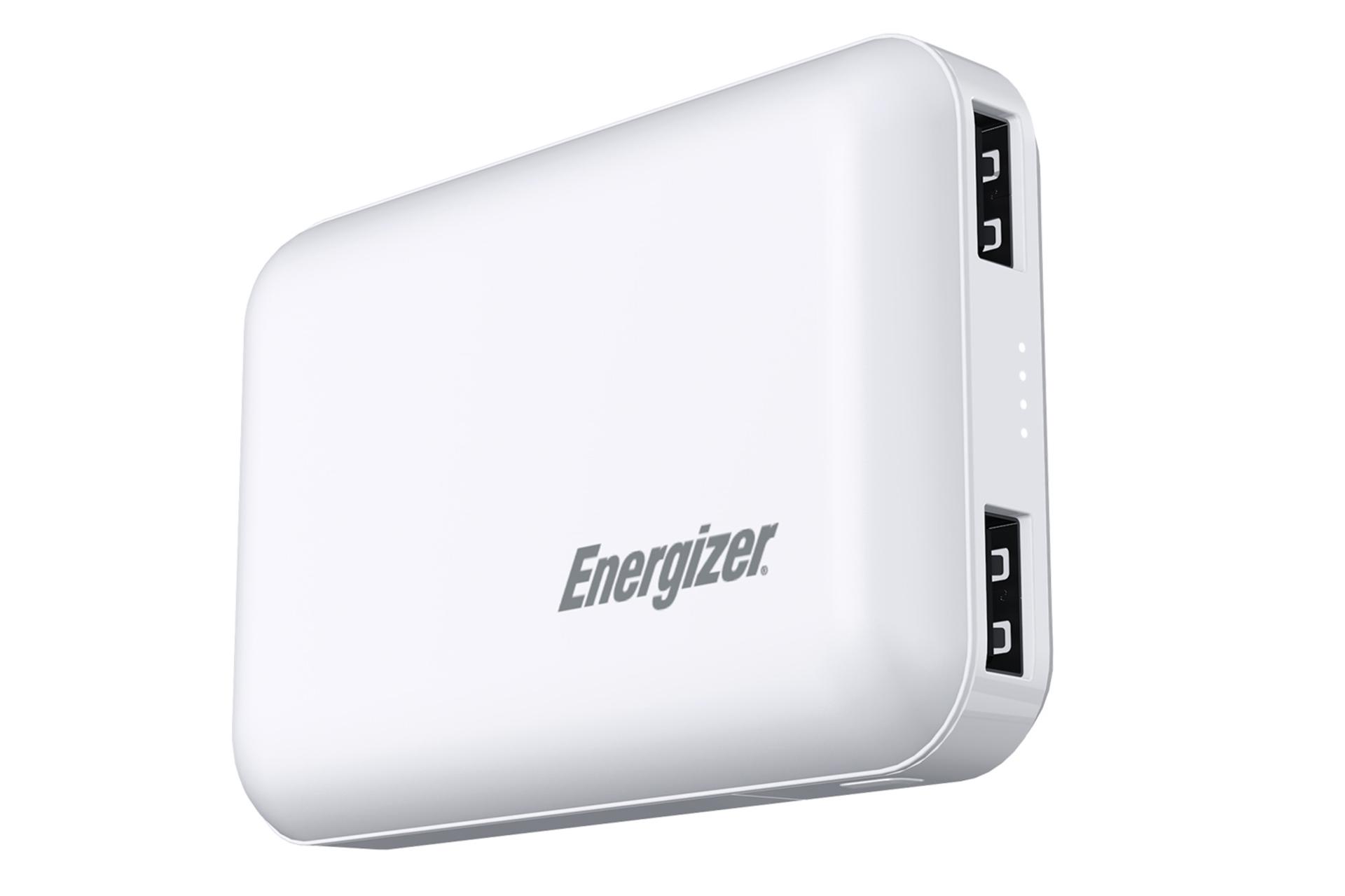 نمای خوابیده پاور بانک انرجایزر UE10045 به همراه محل درگاه ها