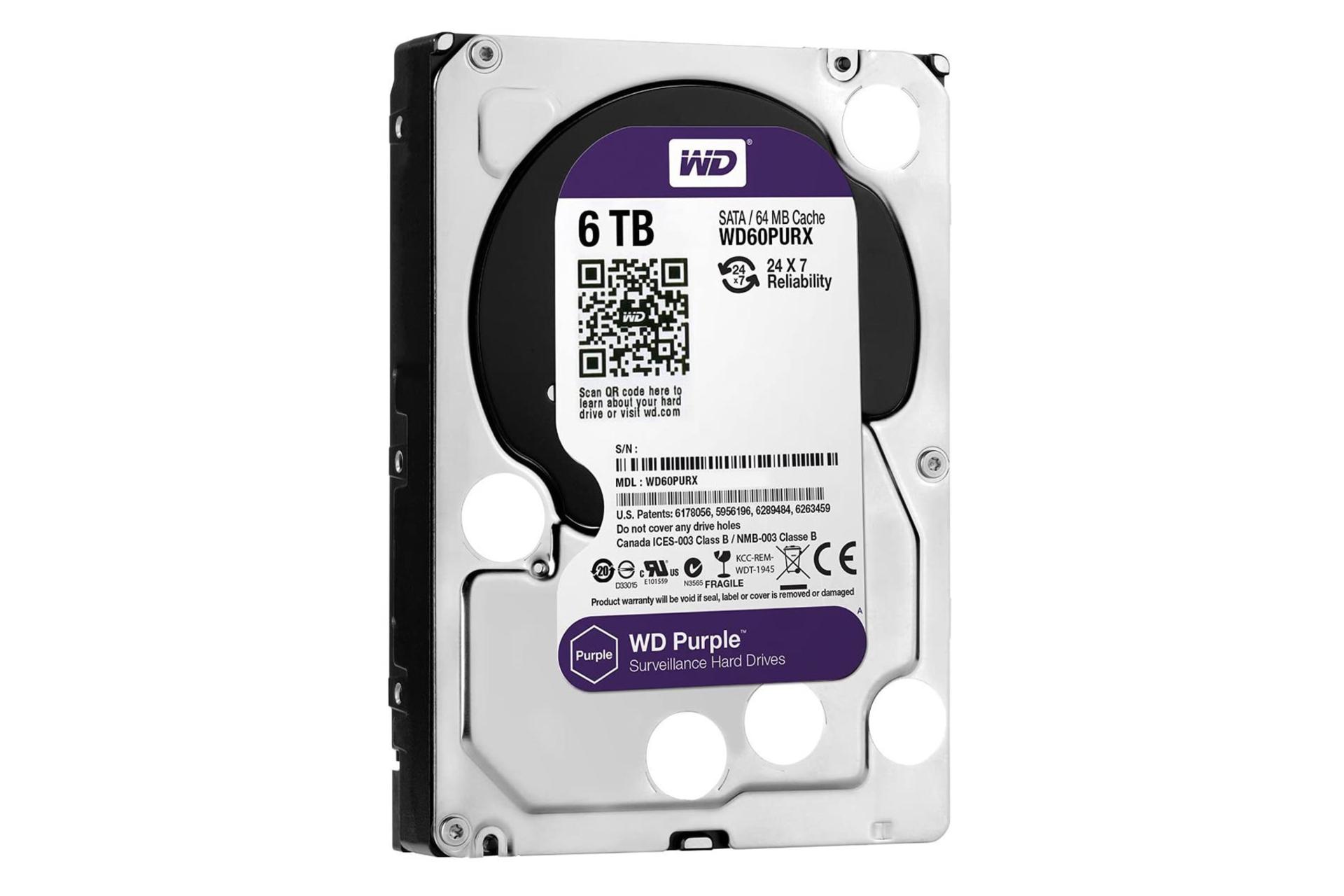 نمای جانبی هارد دیسک وسترن دیجیتال Purple WD62PURX ظرفیت 6 ترابایت