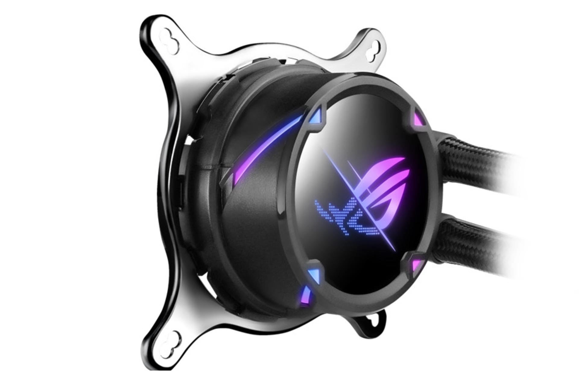 نمای جانبی پمپ خنک کننده مایع ایسوس ROG STRIX LC II 240 ARGB