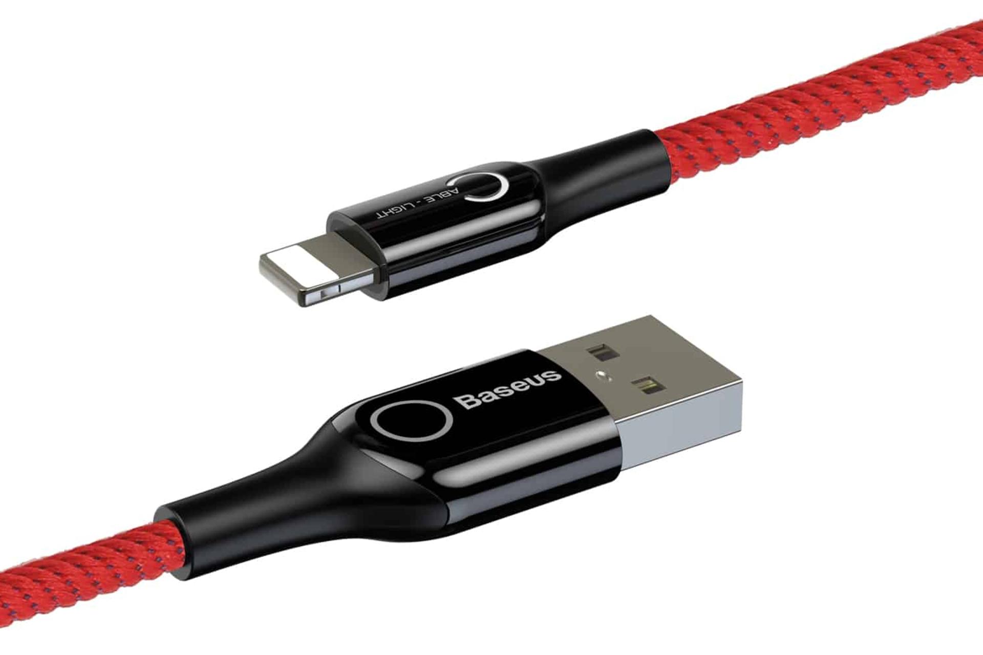 کابل شارژ USB باسئوس USB به Lightning مدل C-Shaped Light با طول 1 متر قرمز