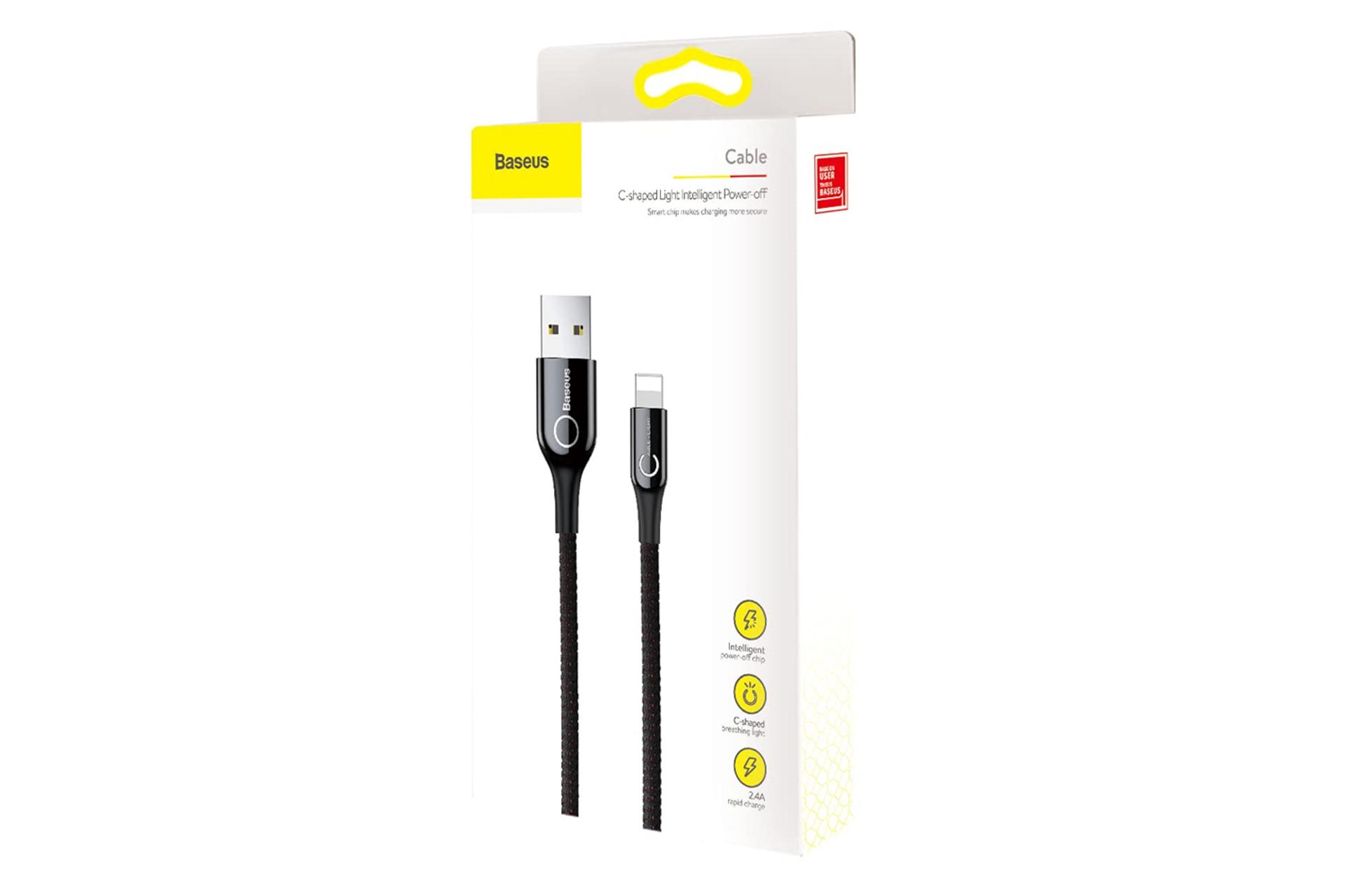 جعبه کابل شارژ USB باسئوس USB به Lightning مدل C-Shaped Light با طول 1 متر