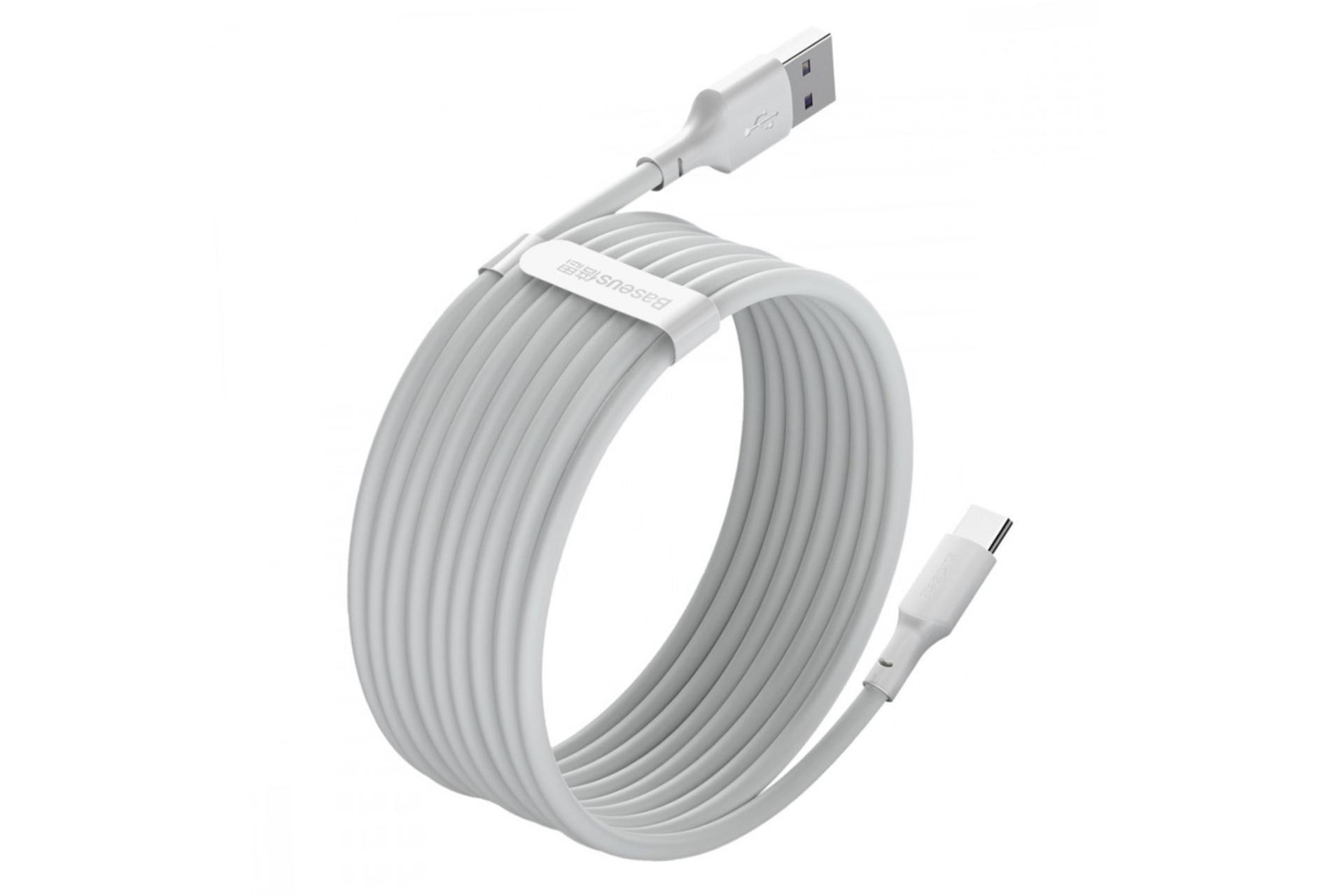 کابل شارژ USB باسئوس USB به Type-C مدل Simple Wisdom 40w با طول 1.5 متر سفید