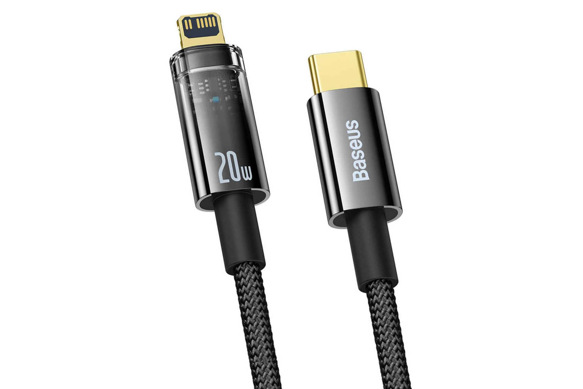 کانکتور کابل شارژ USB باسئوس Type-C به Lightning مدل Explorer با طول 1 متر