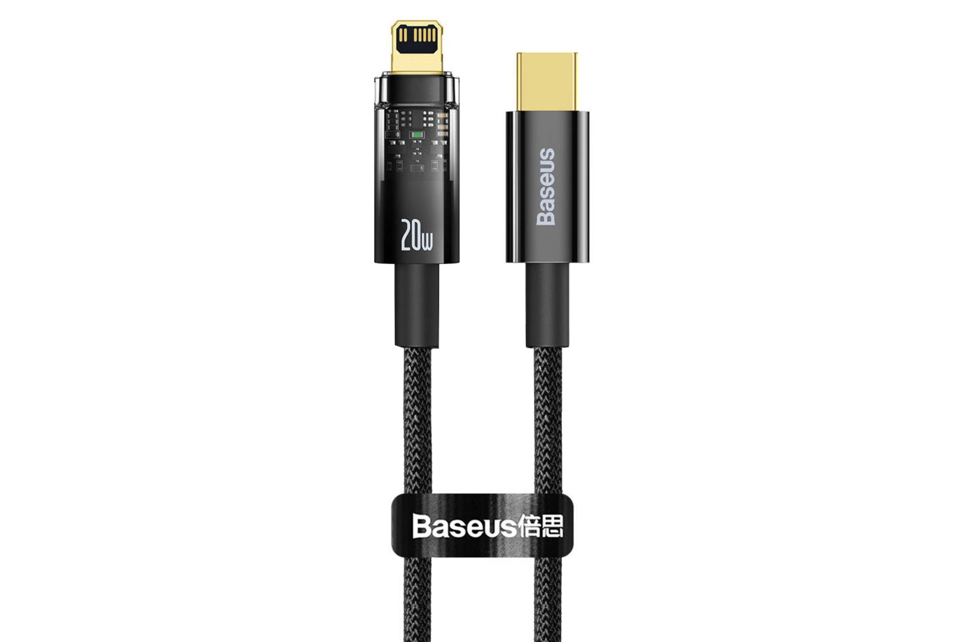 کابل شارژ USB باسئوس Type-C به Lightning مدل Explorer با طول 1 متر مشکی