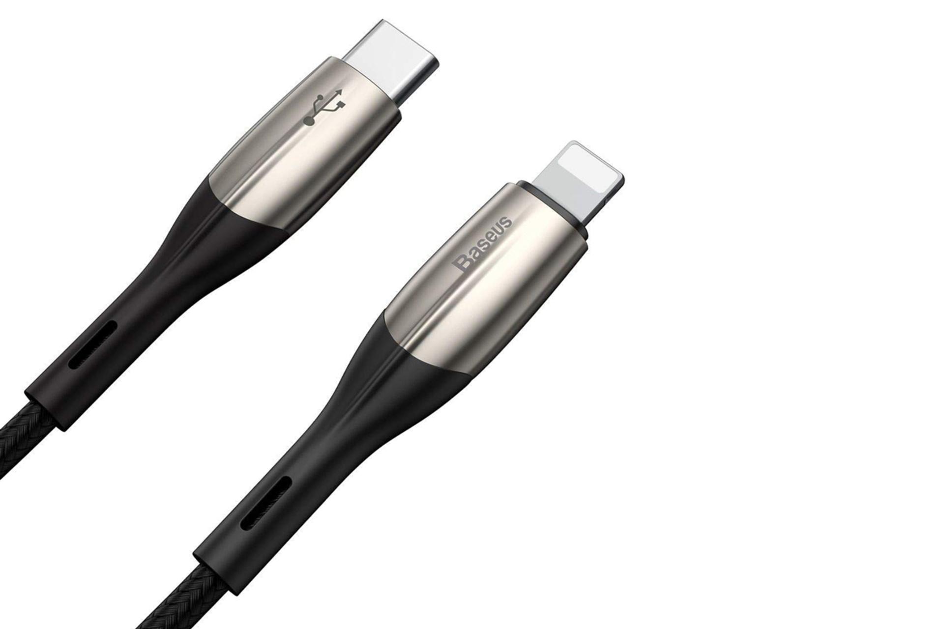 کانکتور کابل شارژ USB باسئوس Type-C به Lightning مدل Horizontal PD Flash با طول 1 متر