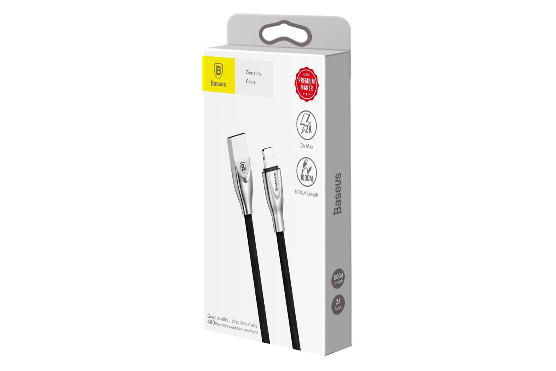 جعبه کابل شارژ USB باسئوس USB به Lightning مدل Mageweave Zinc Alloy با طول 1 متر