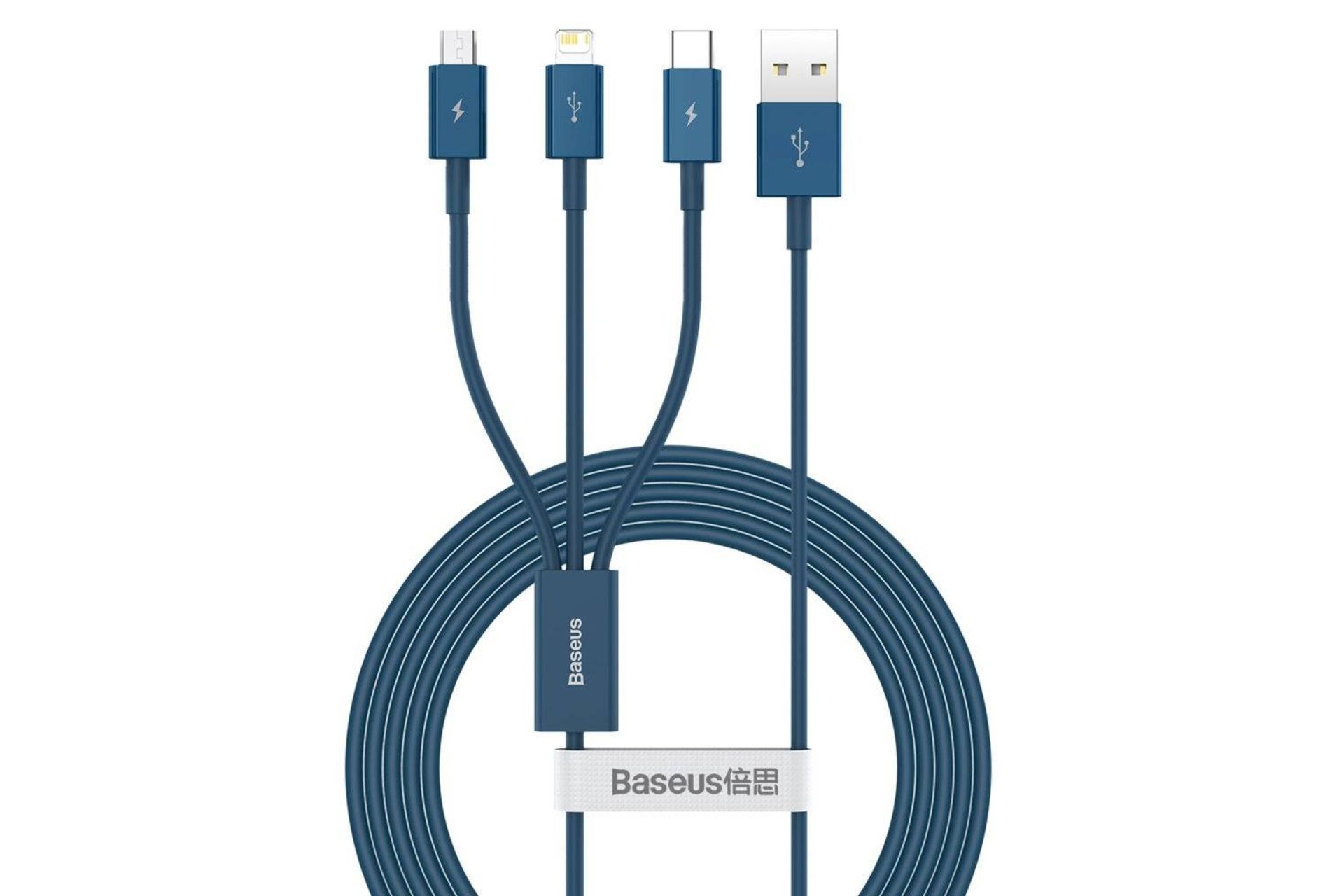 کابل شارژ USB باسئوس USB به Type-C+Micro-USB+Lightning مدل Superior با طول 1.5 متر