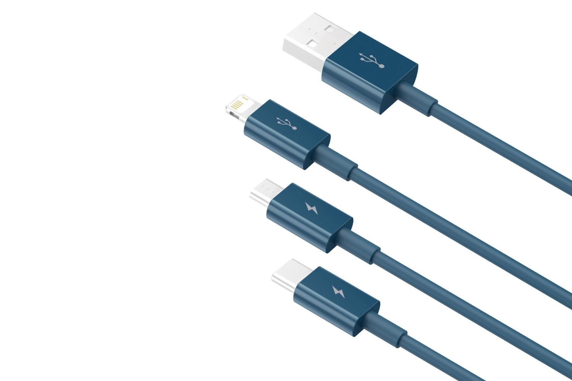 کانکتور کابل شارژ USB باسئوس USB به Type-C+Micro-USB+Lightning مدل Superior با طول 1.5 متر