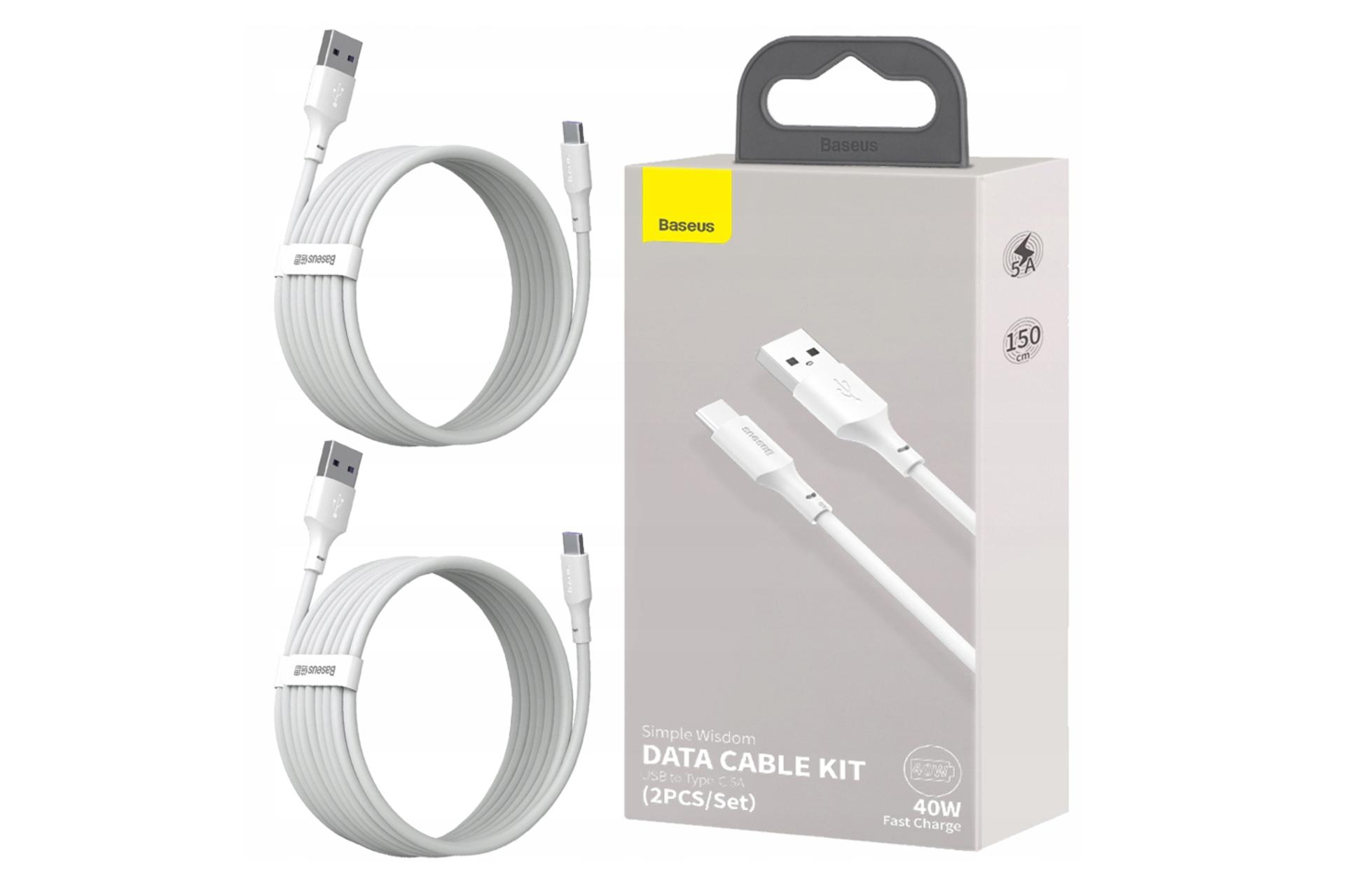 جعبه کابل شارژ USB باسئوس USB به Type-C مدل Simple Wisdom 40w با طول 1.5 متر