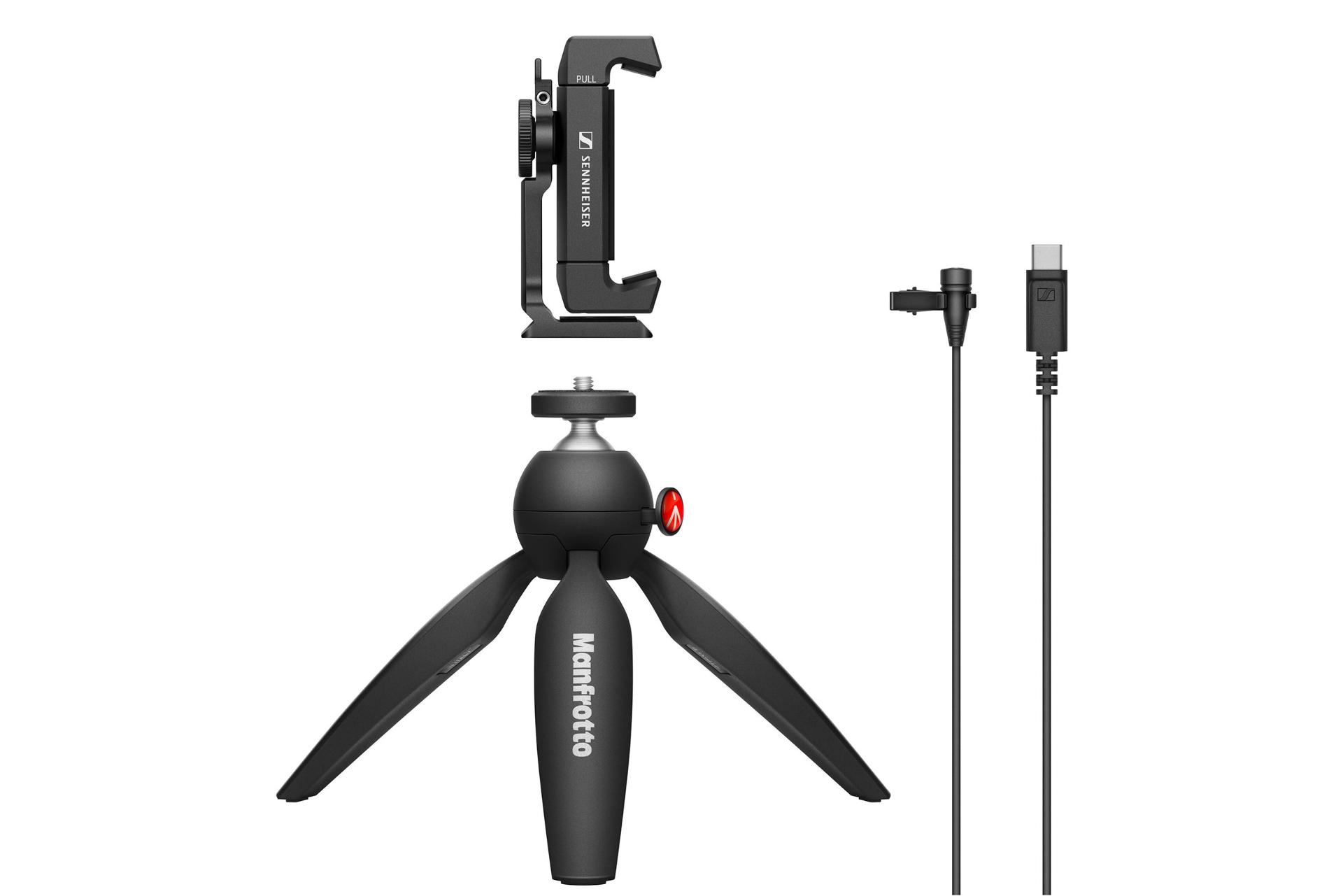 نمایش سه پایه میکروفون سنهایزر XS Lav USB-C Mobile Kit