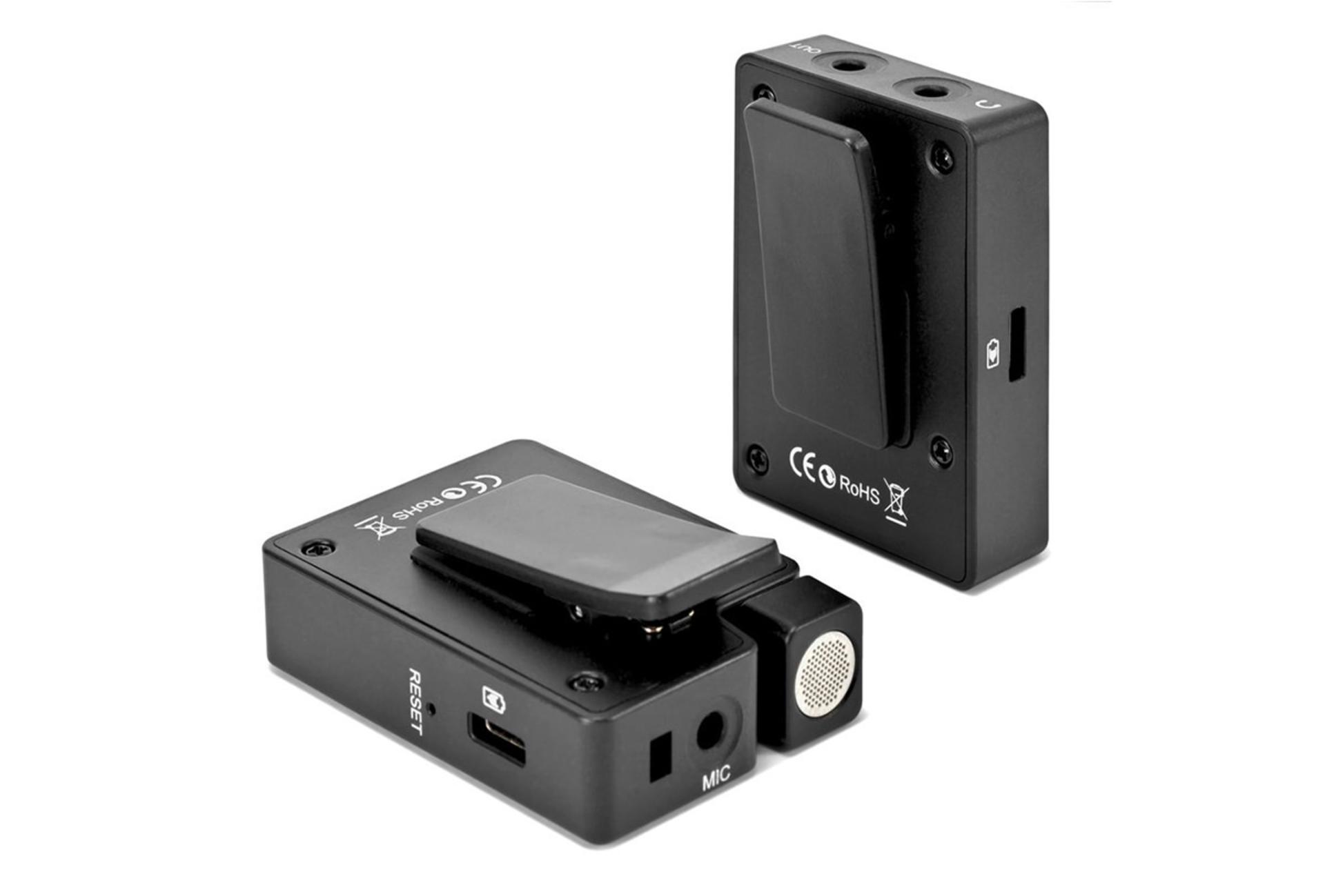 نمای پشت گیرنده و فرستنده میکروفون کامیکا BoomX-D D2