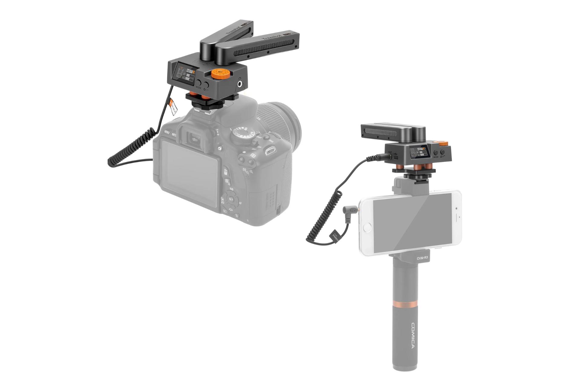 نمایش میکروفون کامیکا Traxshot بر روی دوربین و گوشی موبایل