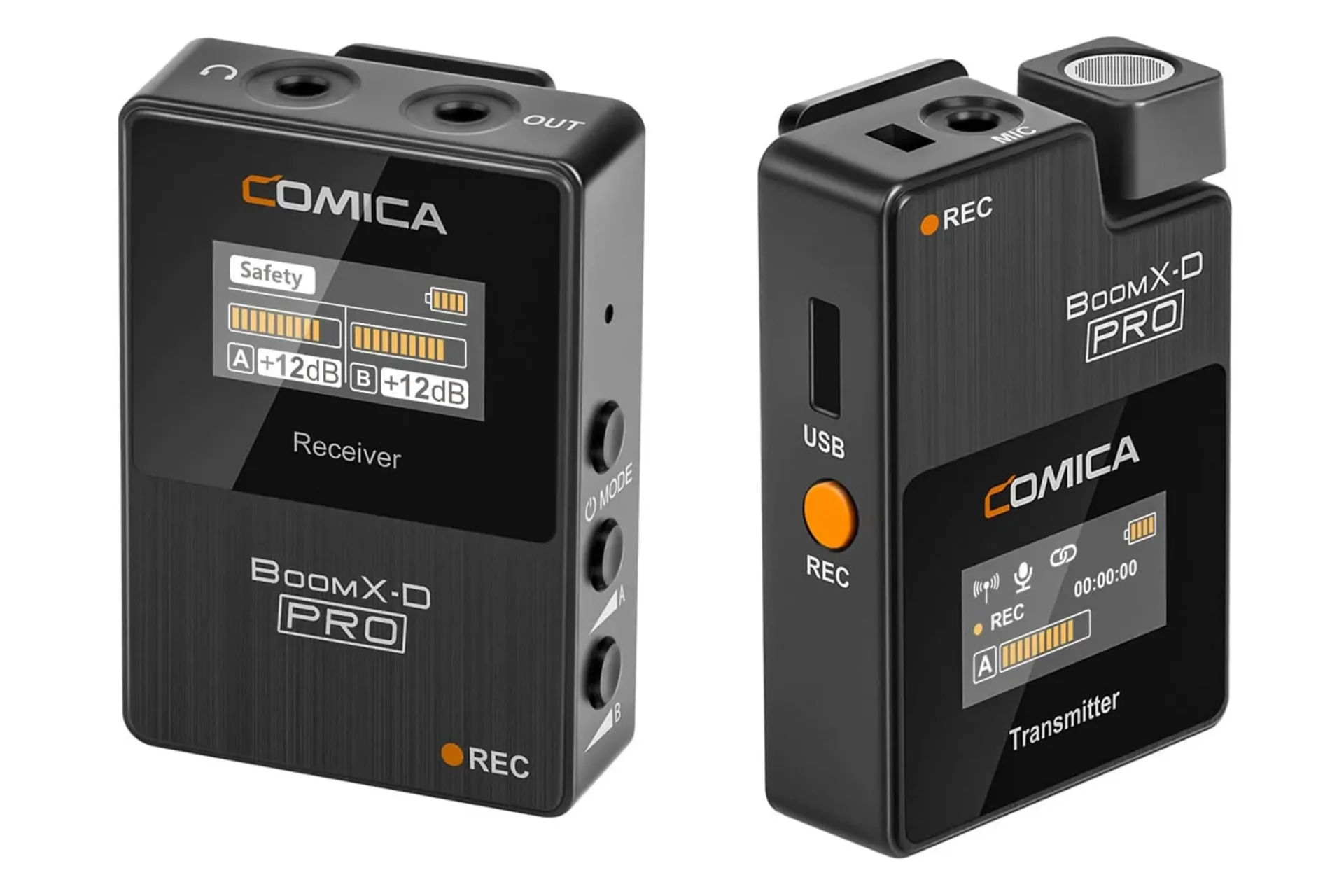 نمای جلوی فرستنده و گیرنده میکروفون کامیکا BoomX-D PRO D2