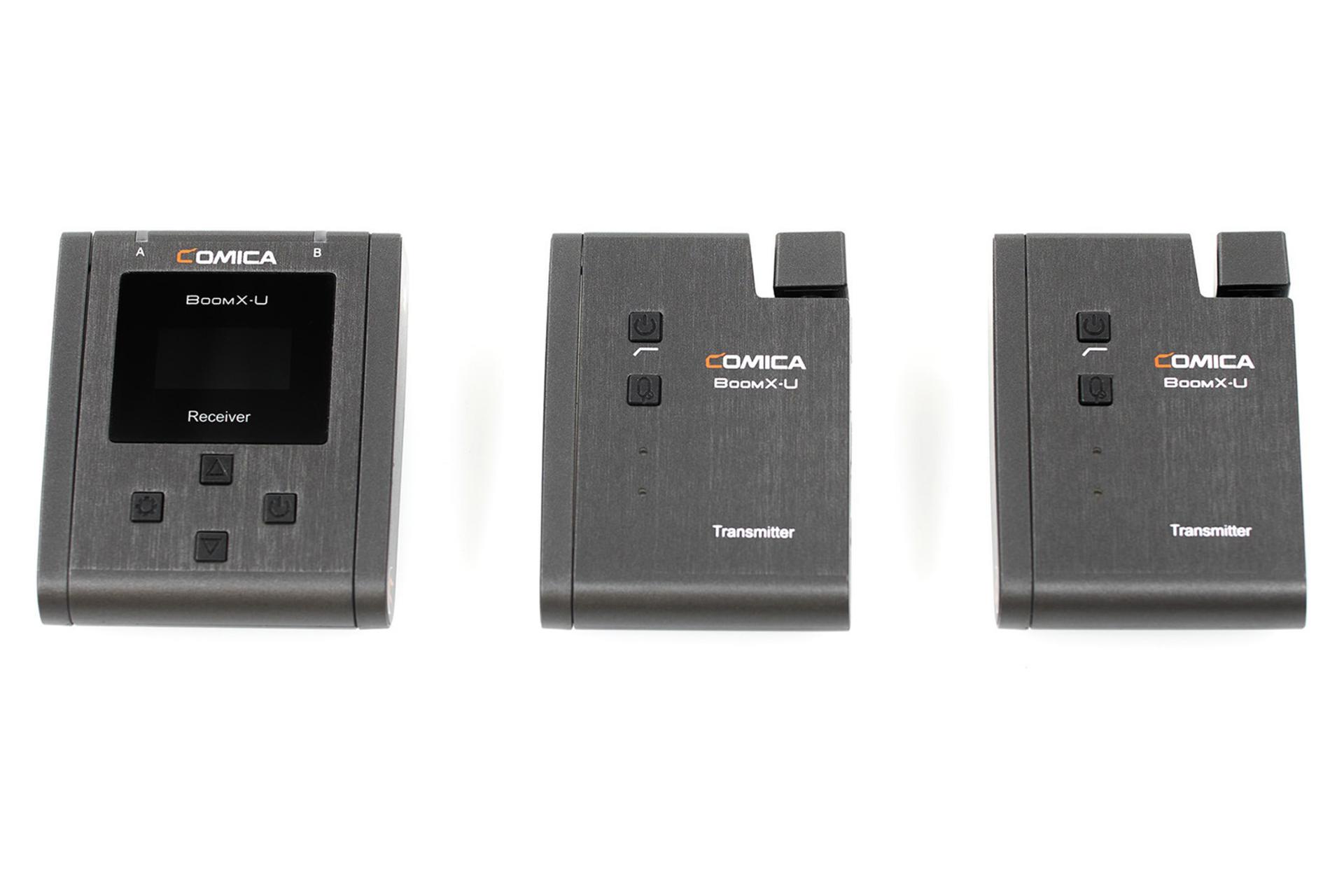 نمایش یک گیرنده و دو فرستنده از میکروفون کامیکا BoomX-U