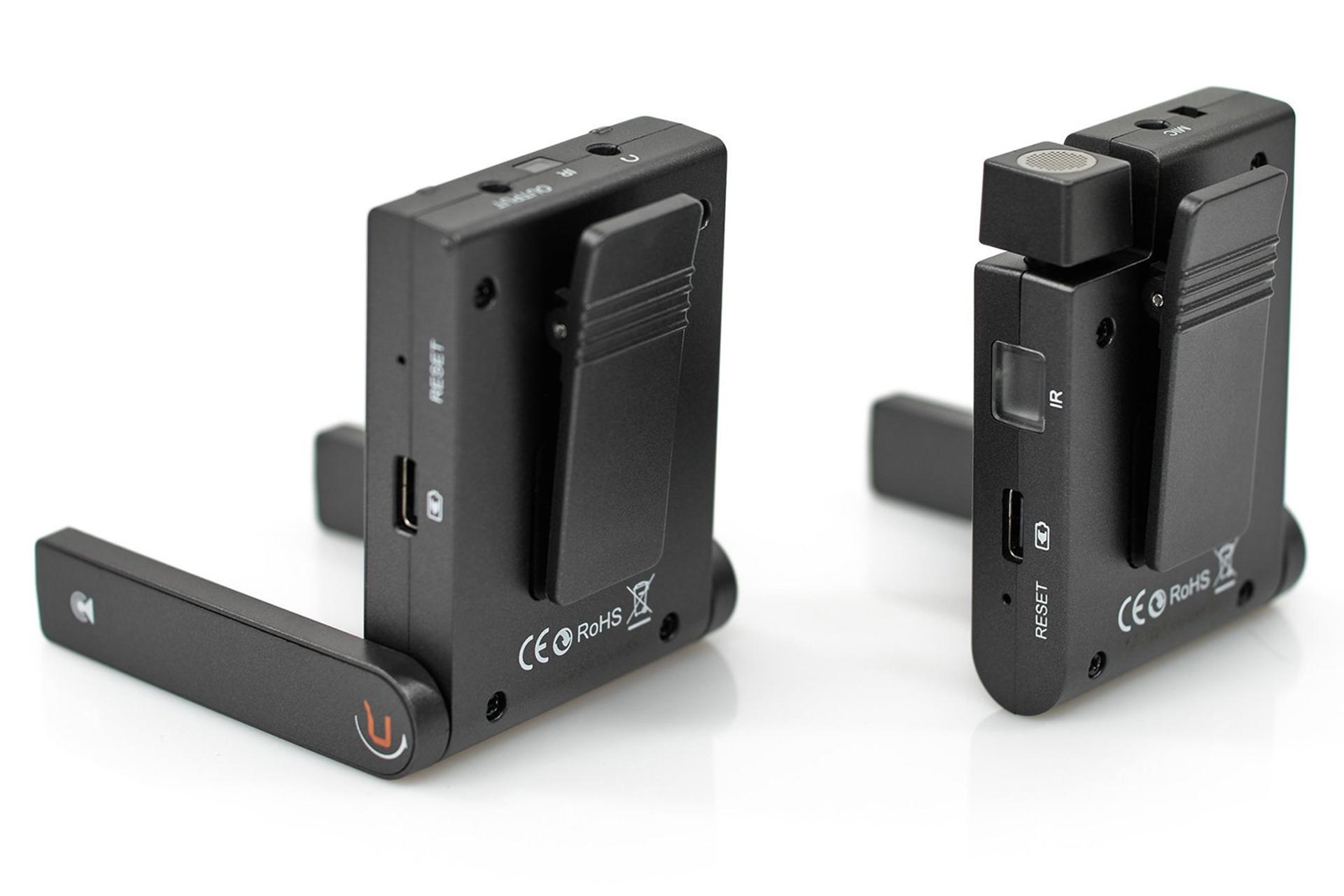 نمای پشت گیرنده و فرستنده میکروفون کامیکا BoomX-U